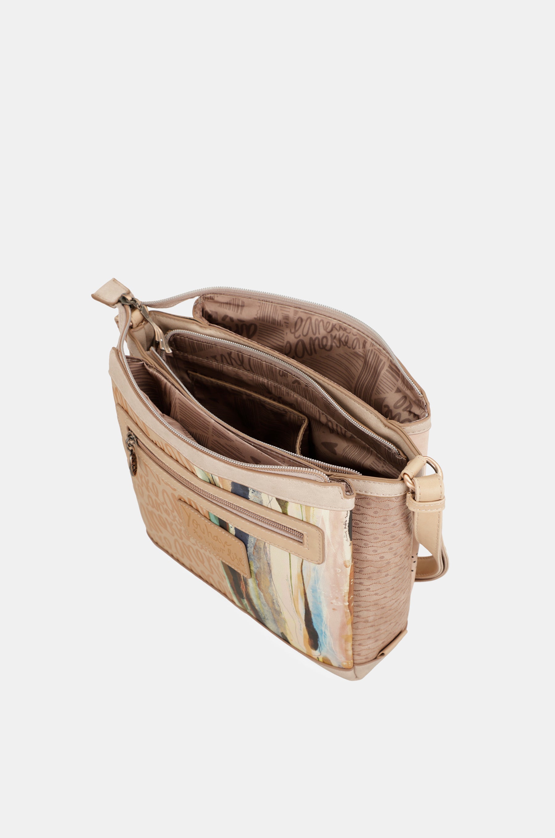 Borsa a tracolla quadrata color nudo Studio