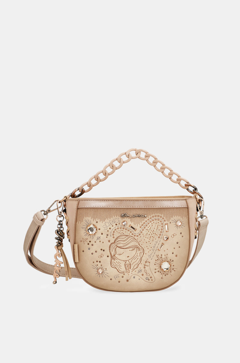 Borsa a tracolla ovale color nudo Studio