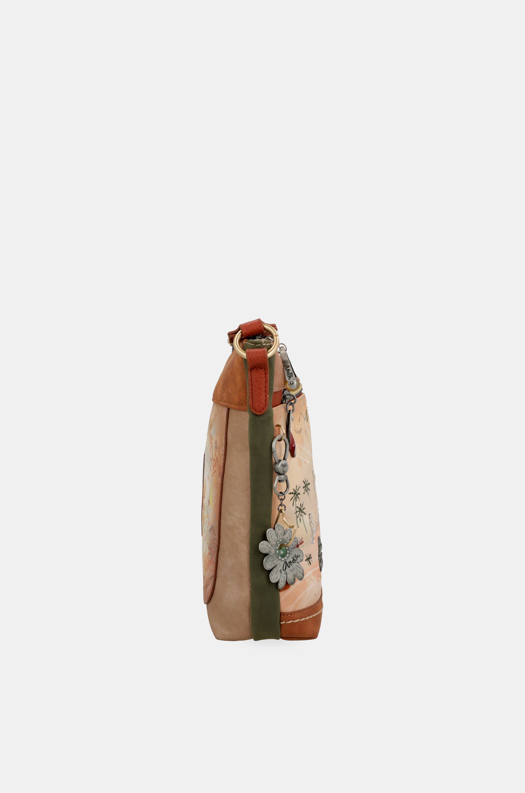 Borsa a tracolla quadrata color cammello Peace &amp; Love
