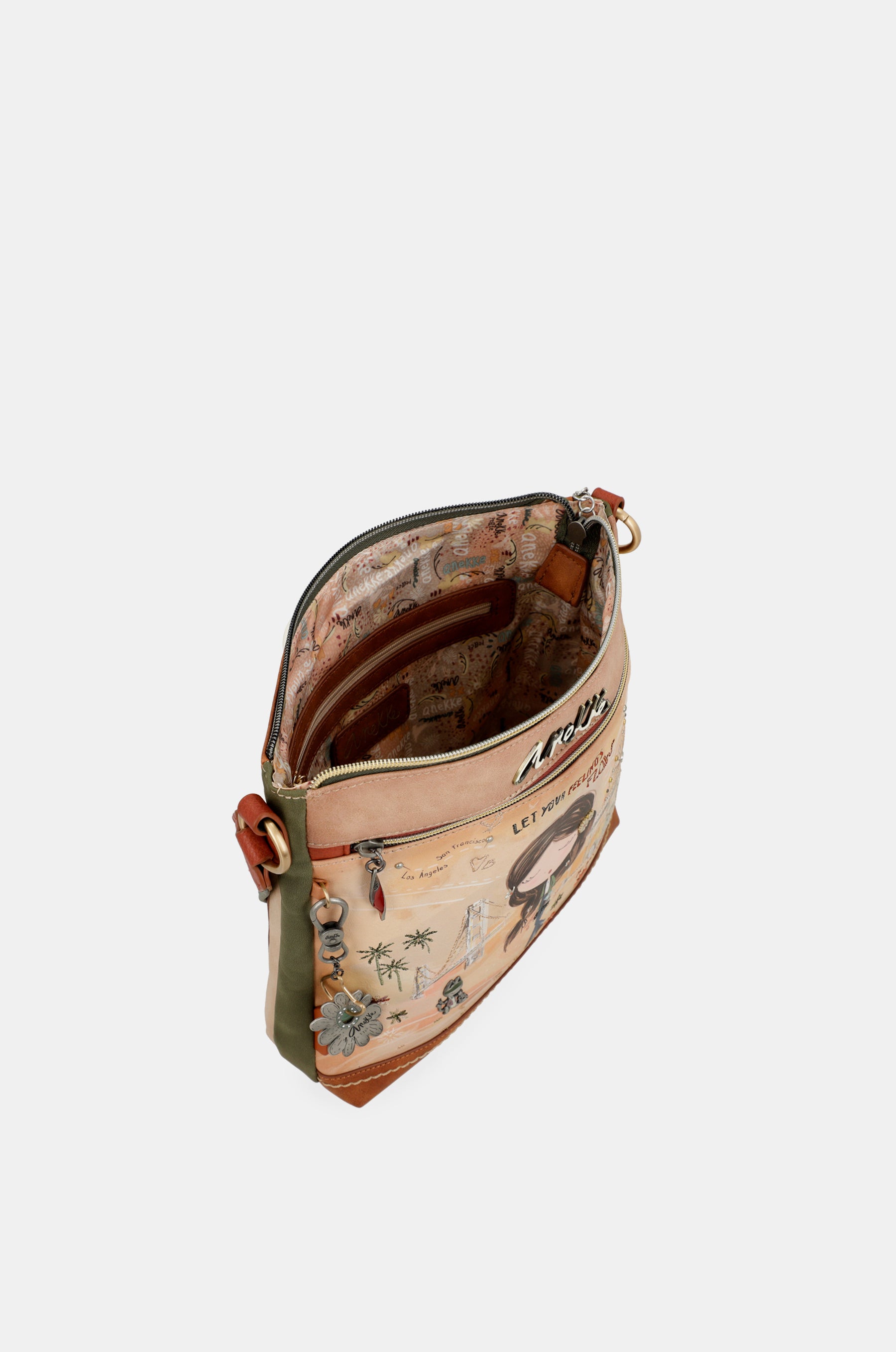 Borsa a tracolla quadrata color cammello Peace &amp; Love