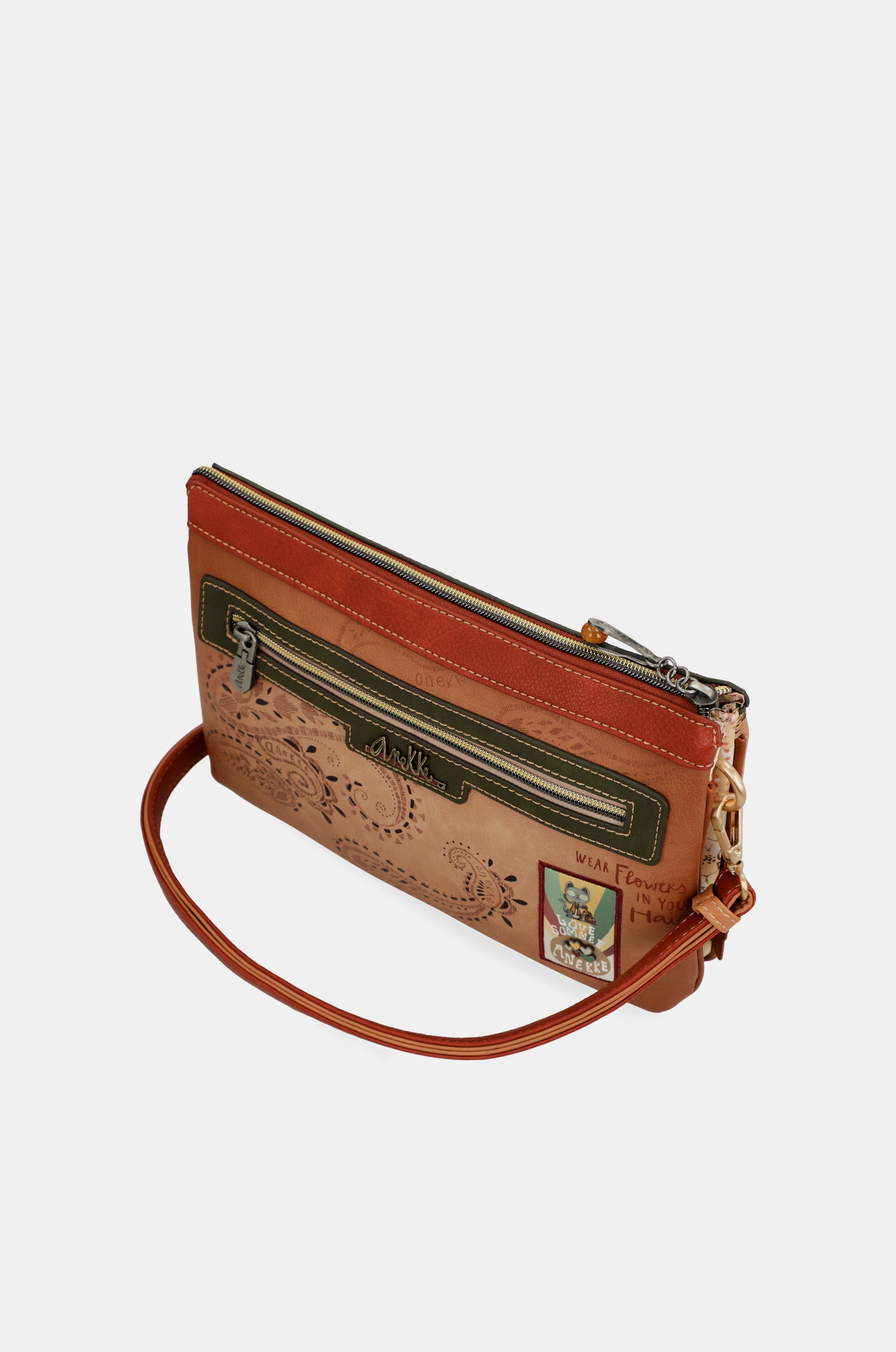 Borsa a tracolla con stampa cammello Peace &amp; Love