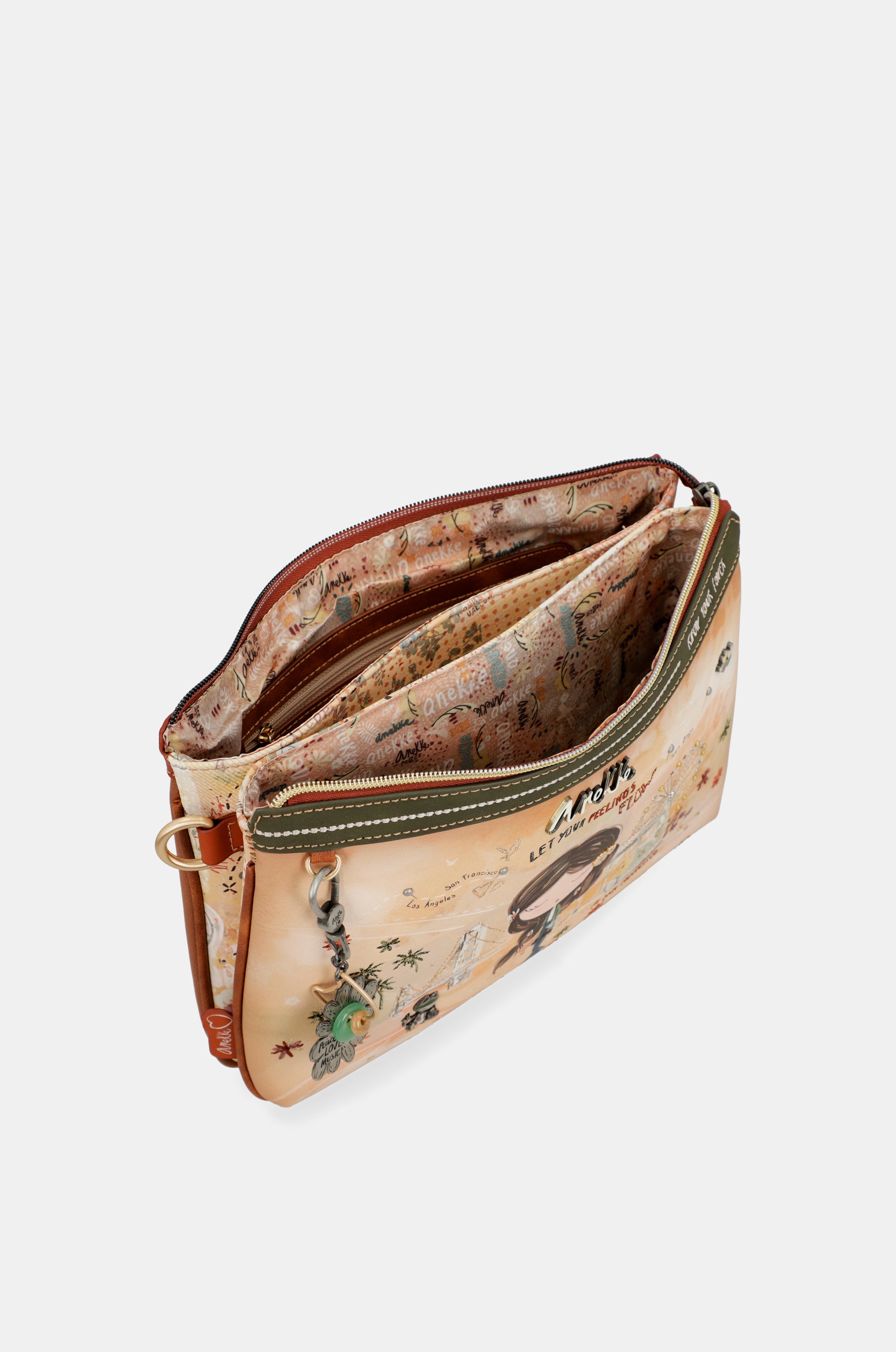 Borsa a tracolla con stampa cammello Peace &amp; Love
