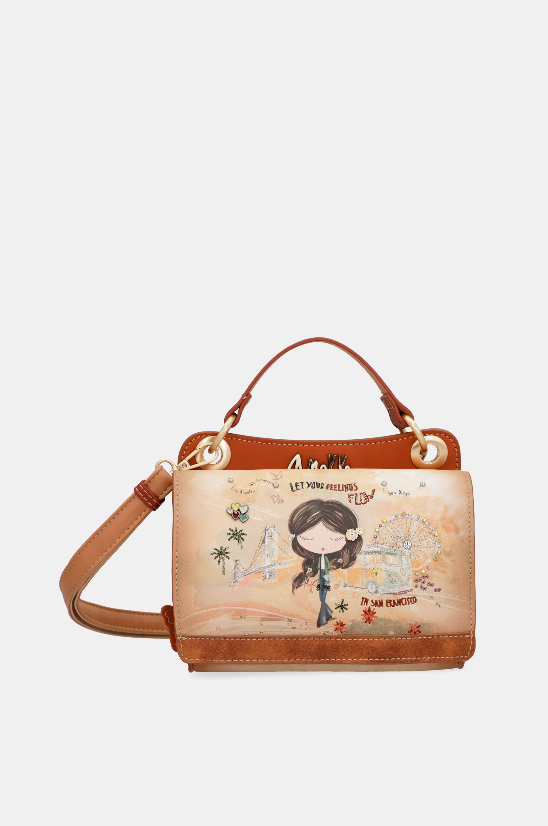Mini borsa cammello Peace &amp; Love