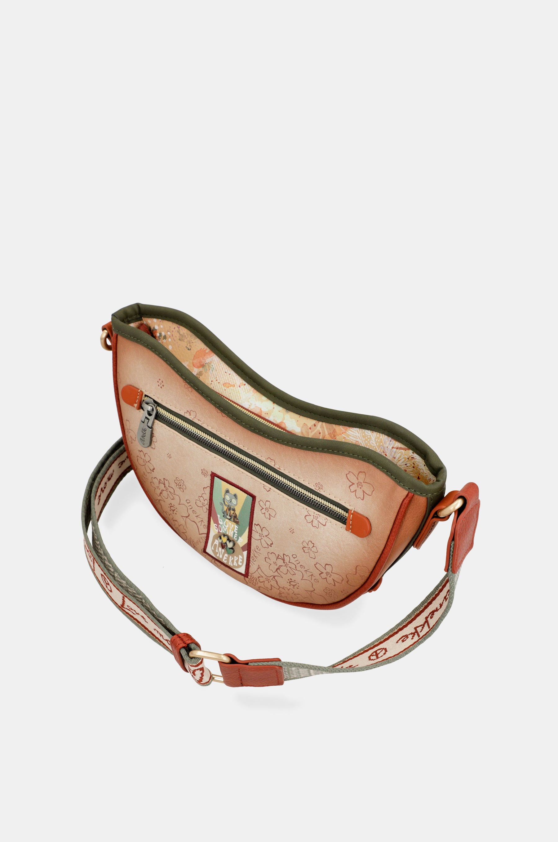 Borsa ovale cammello Peace &amp; Love