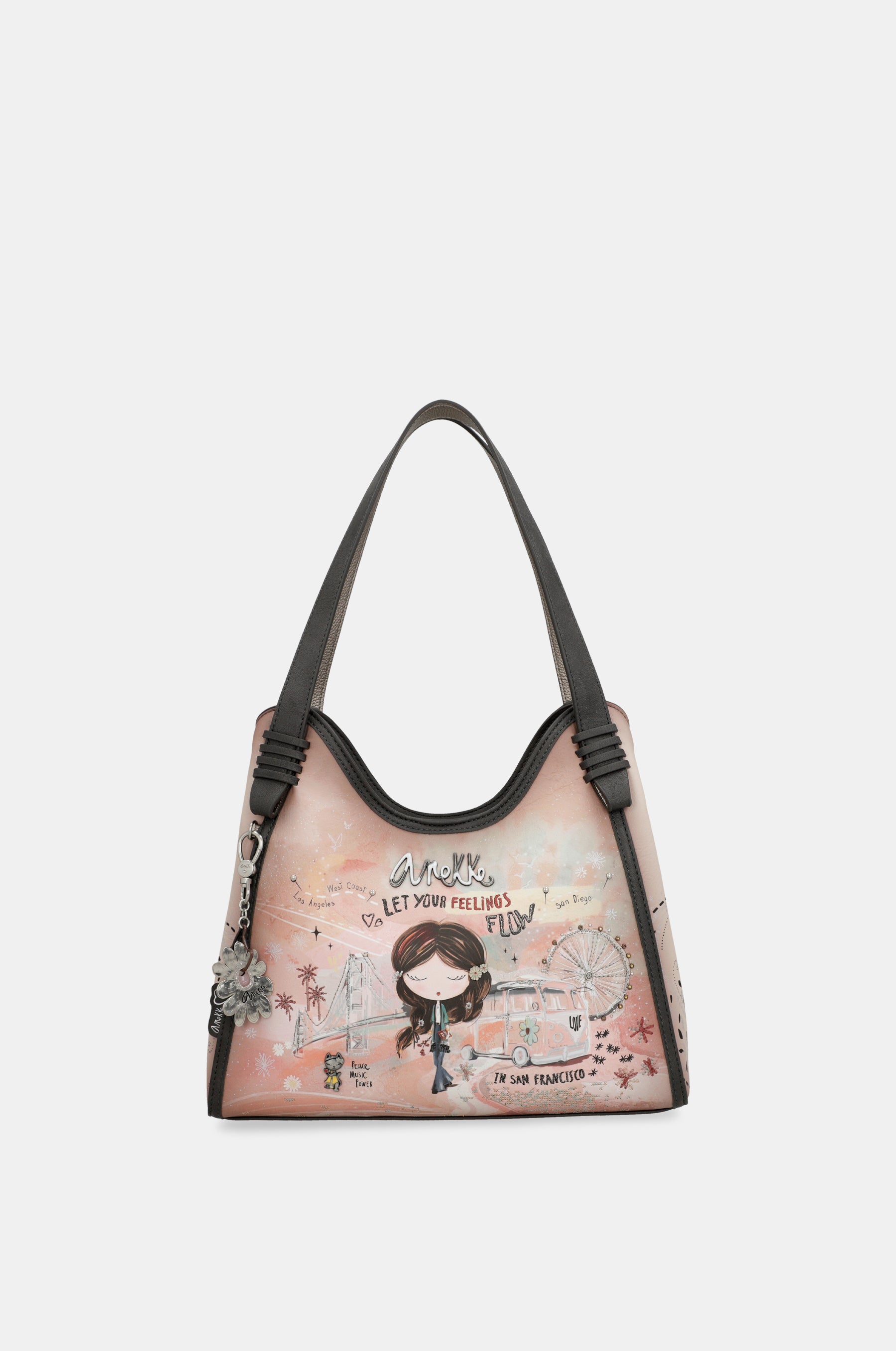 Borsa a tracolla rosa Peace &amp; Love