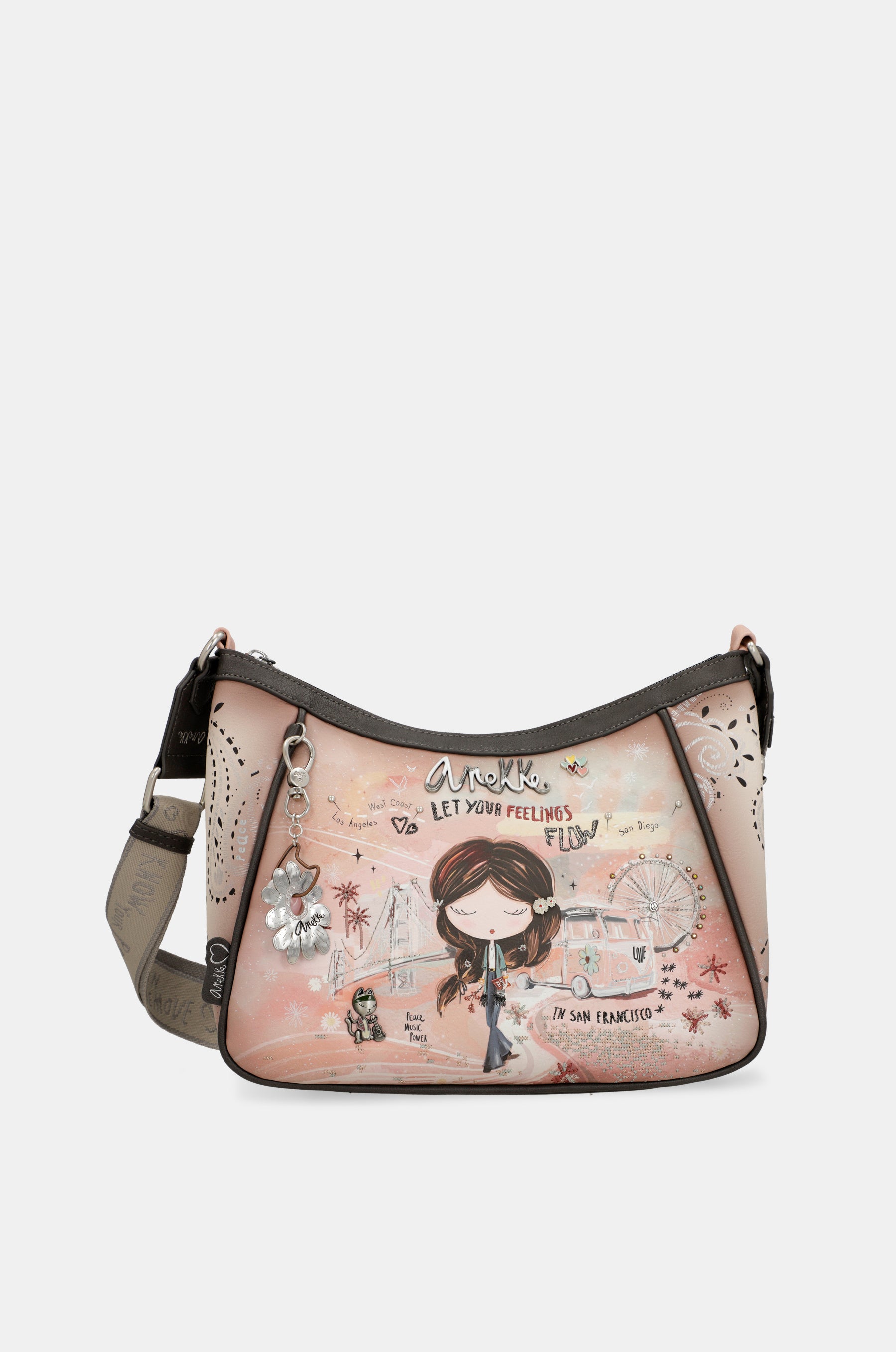 Borsa a tracolla rosa Peace &amp; Love