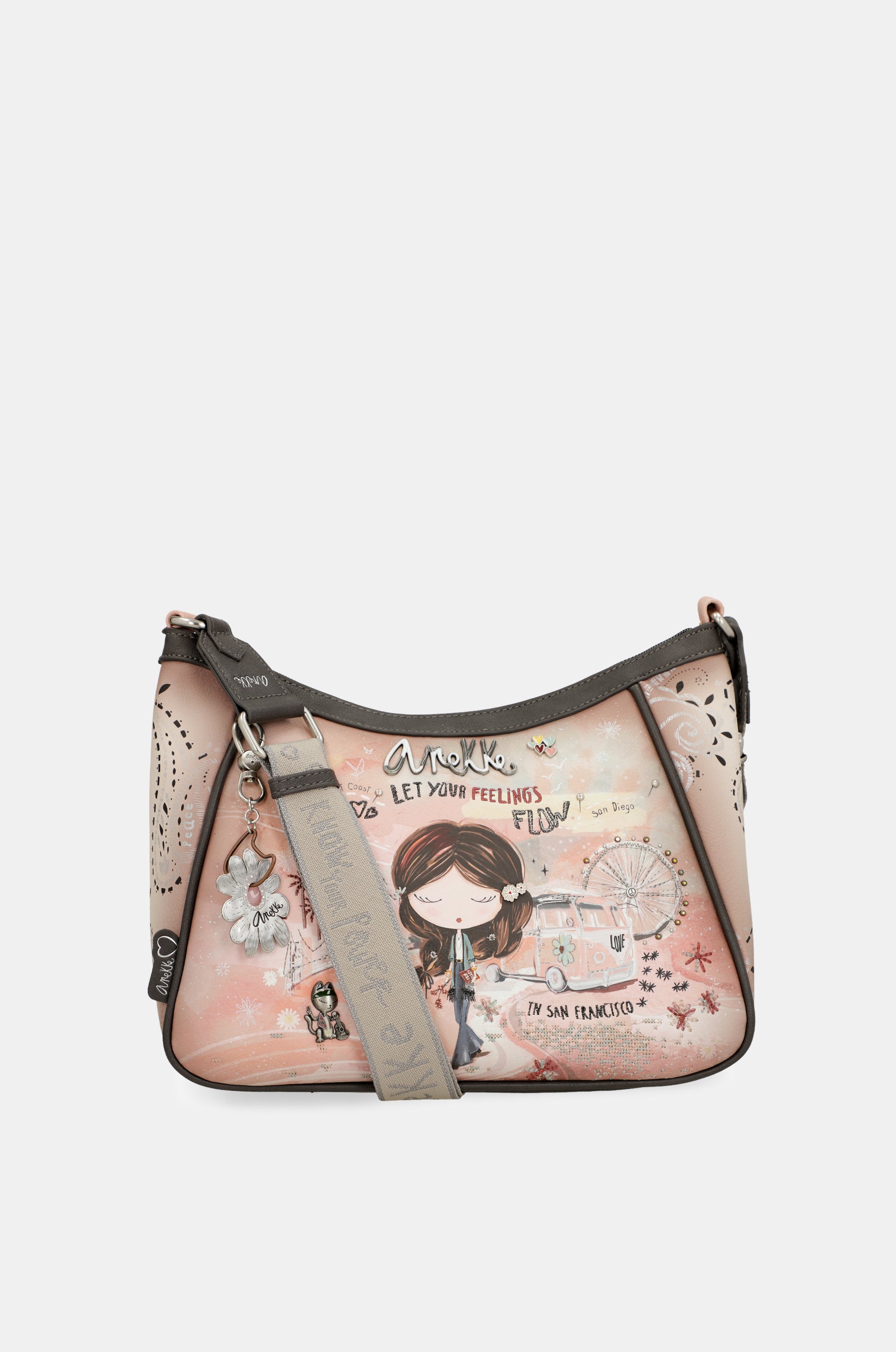 Borsa a tracolla rosa Peace &amp; Love