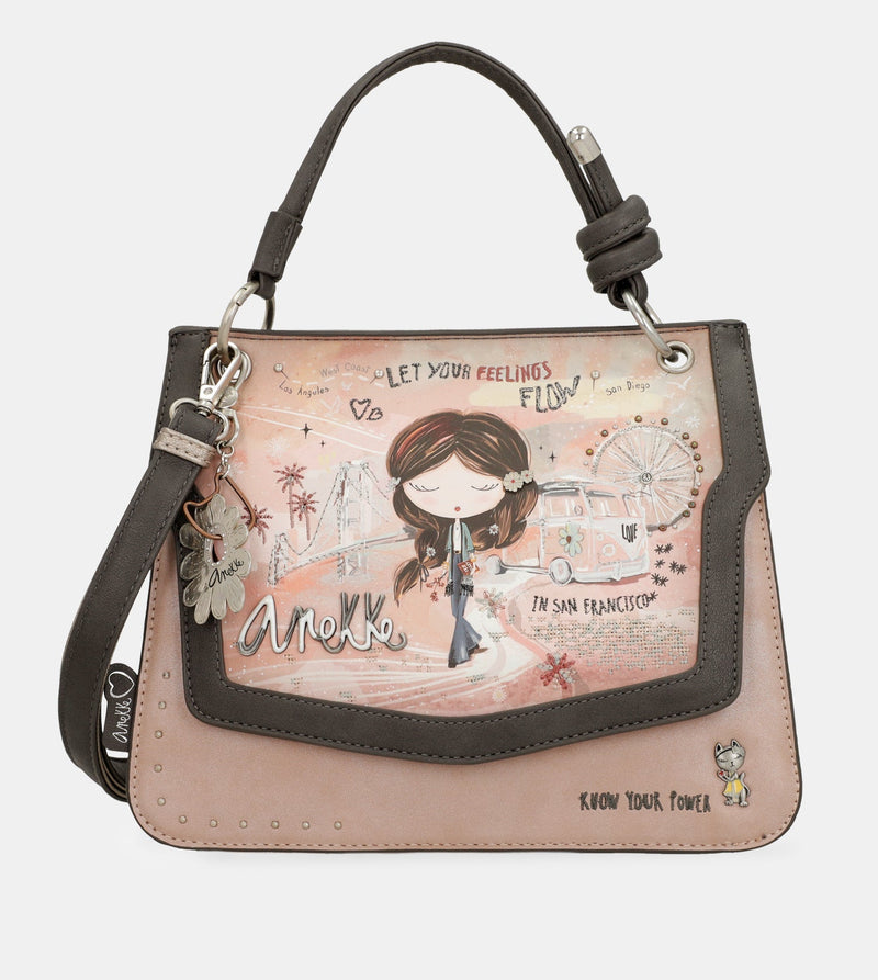 Borsa con patta rosa Peace &amp; Love