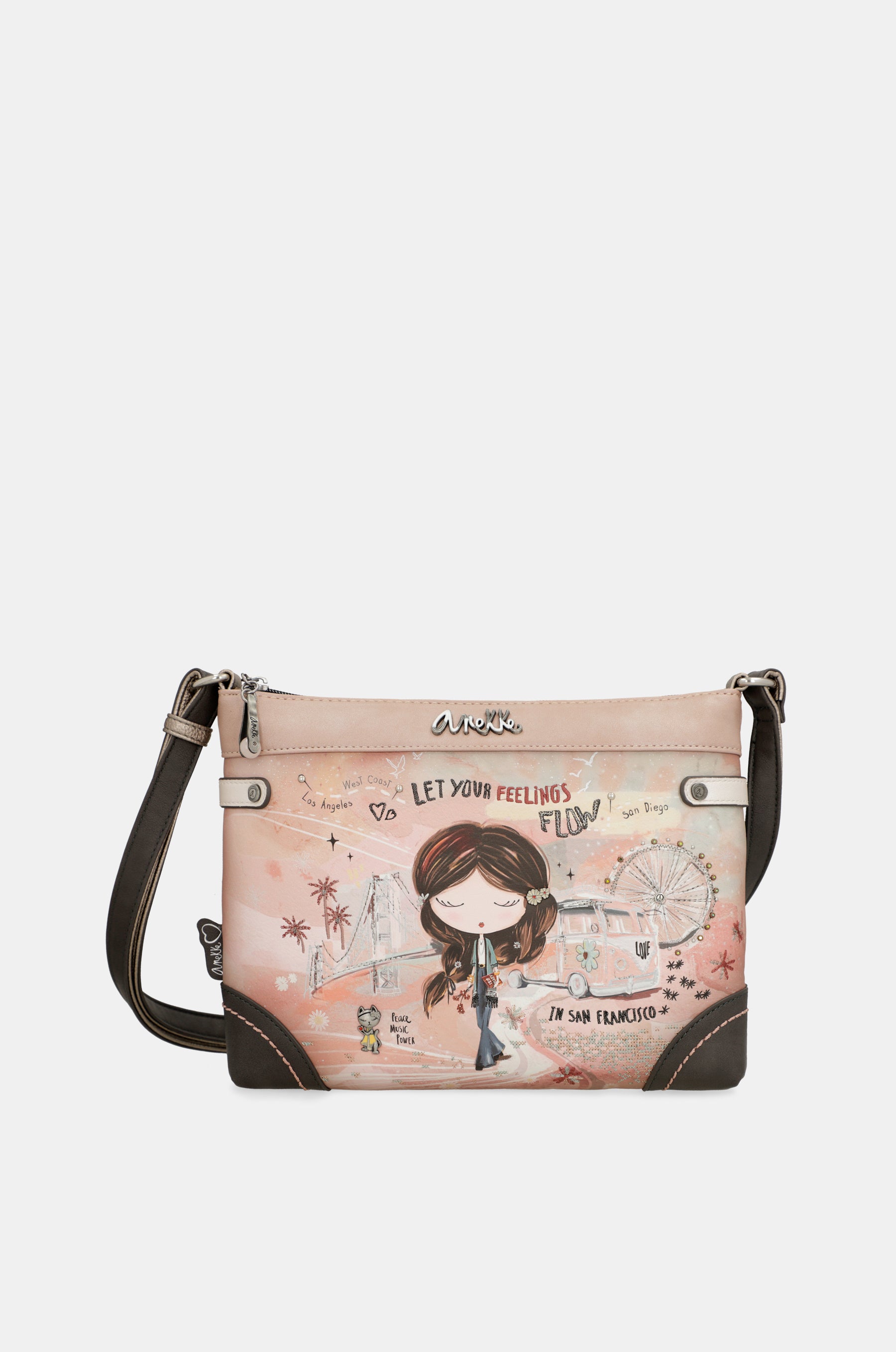Borsa a tracolla rosa Peace &amp; Love media