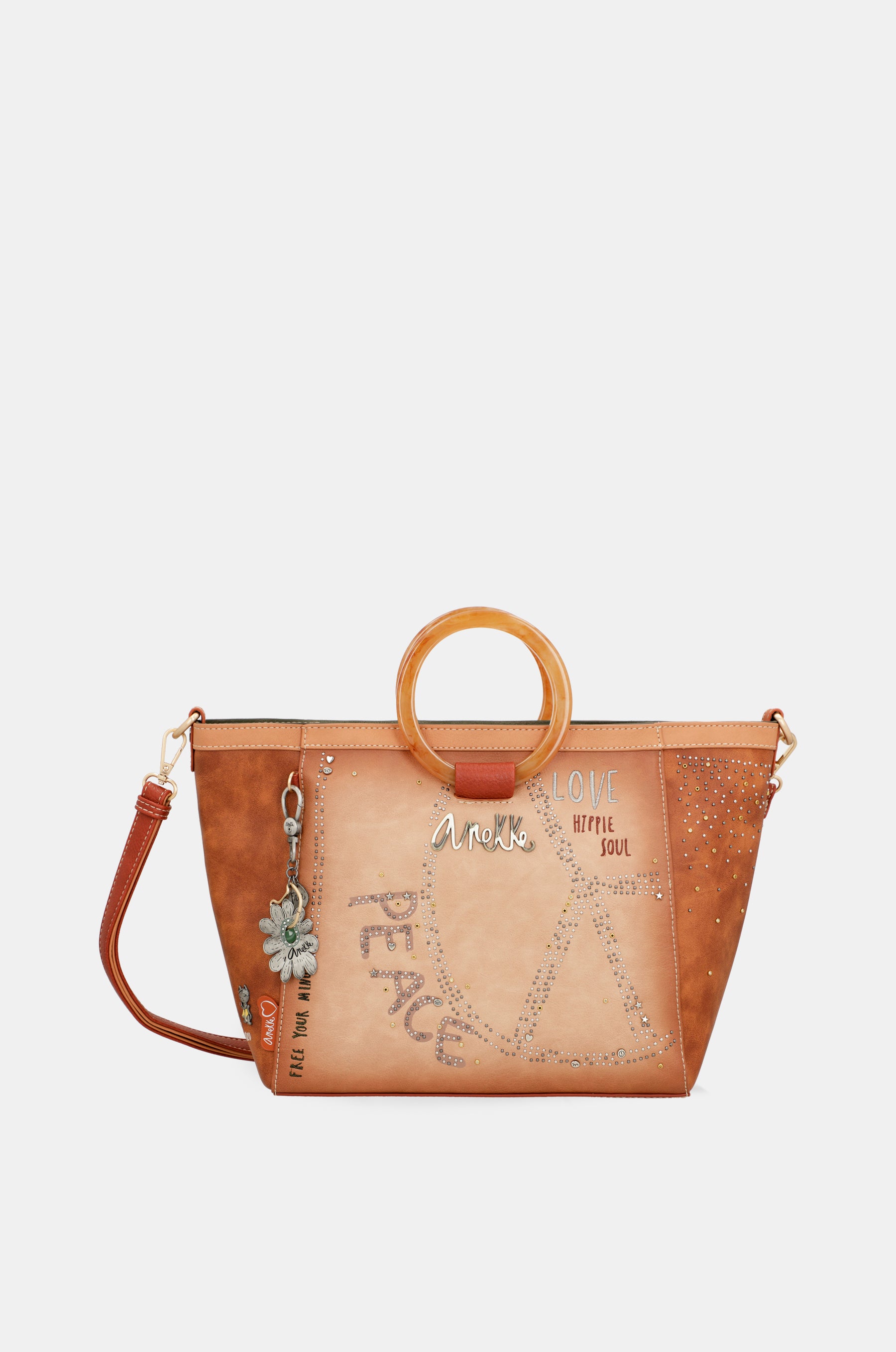 Borsa a tracolla con manici rotondi Flower