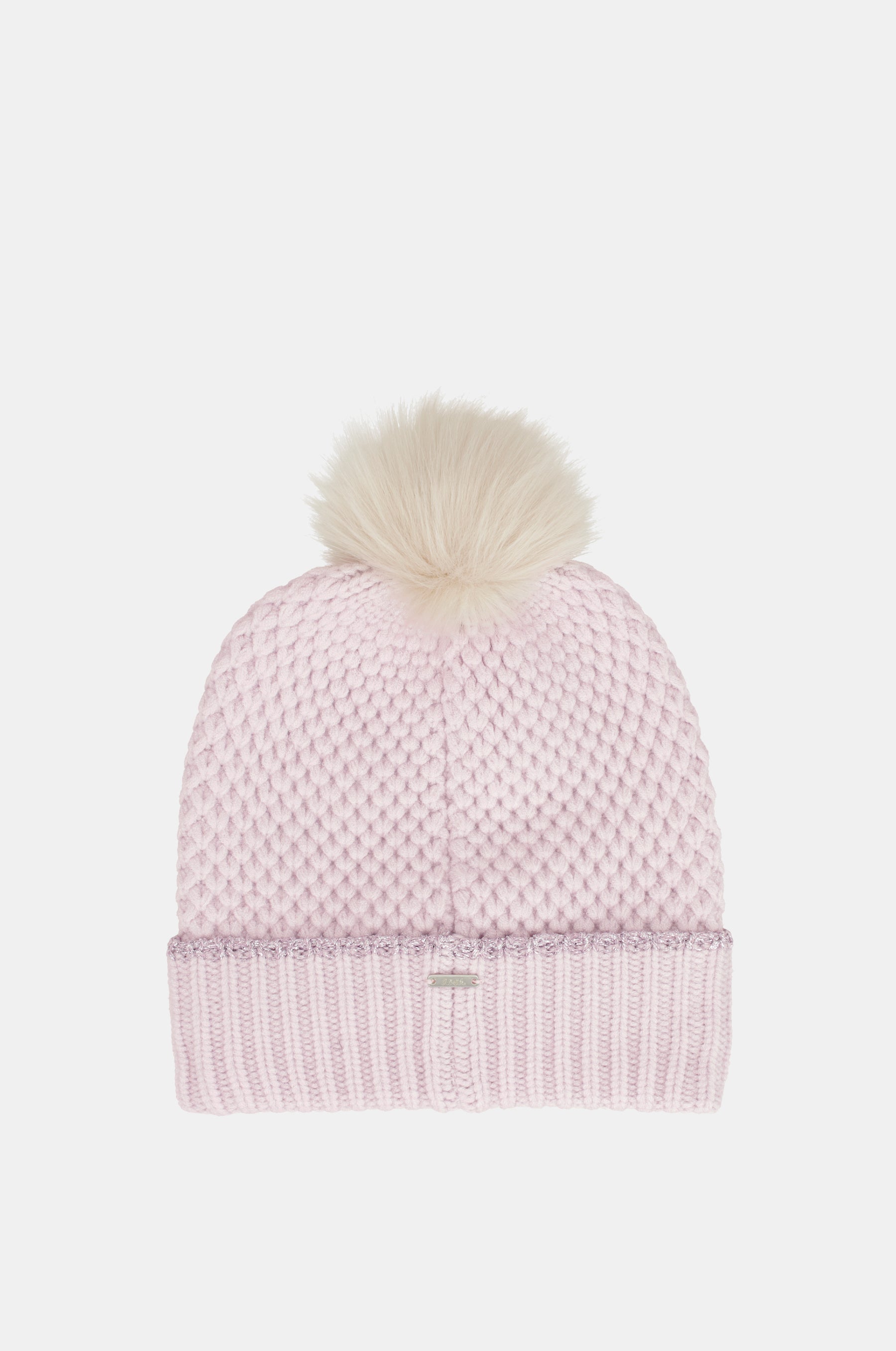 Berretto lavorato a maglia con pompon rosa
