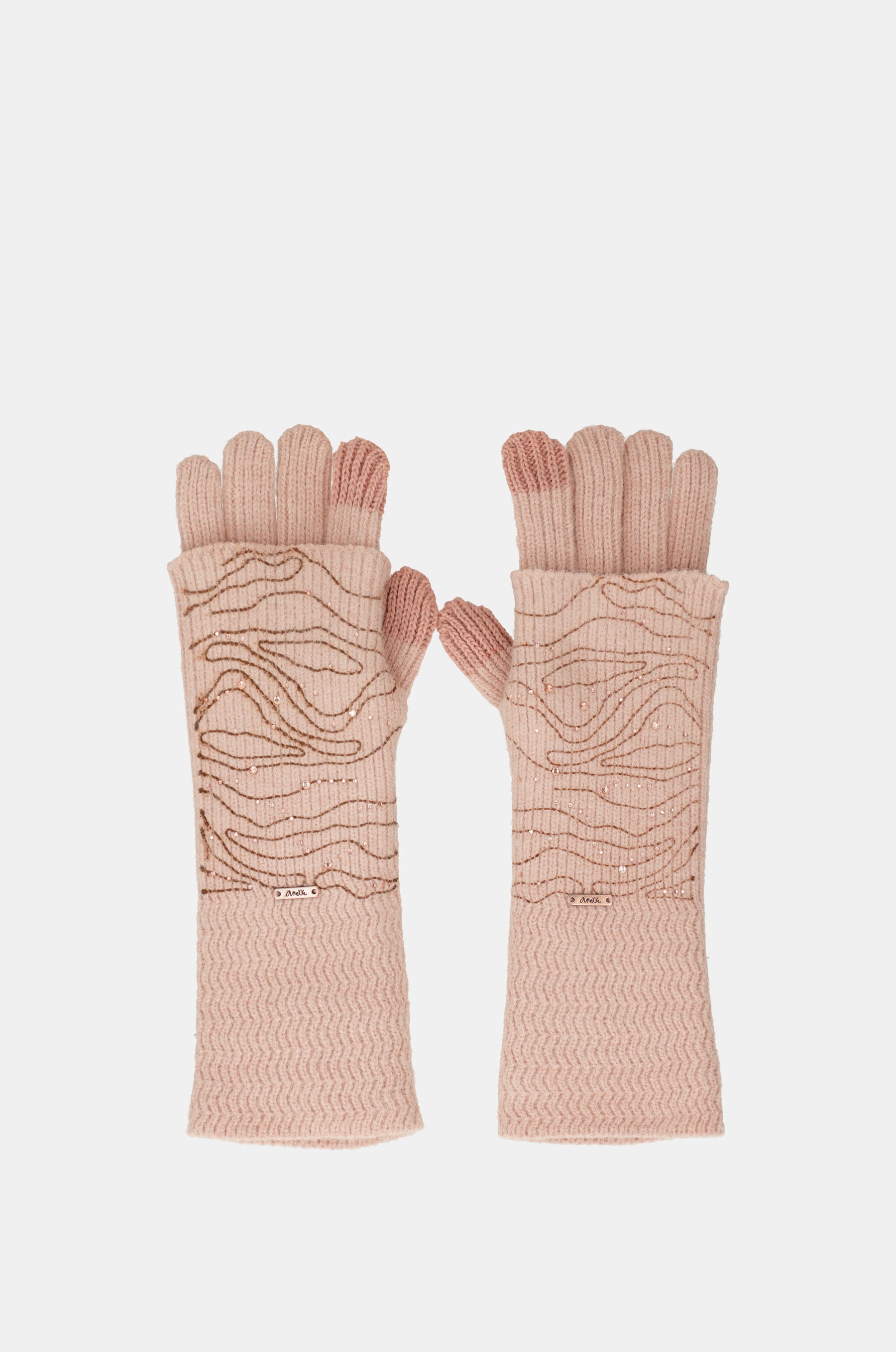 Guanti in maglia beige