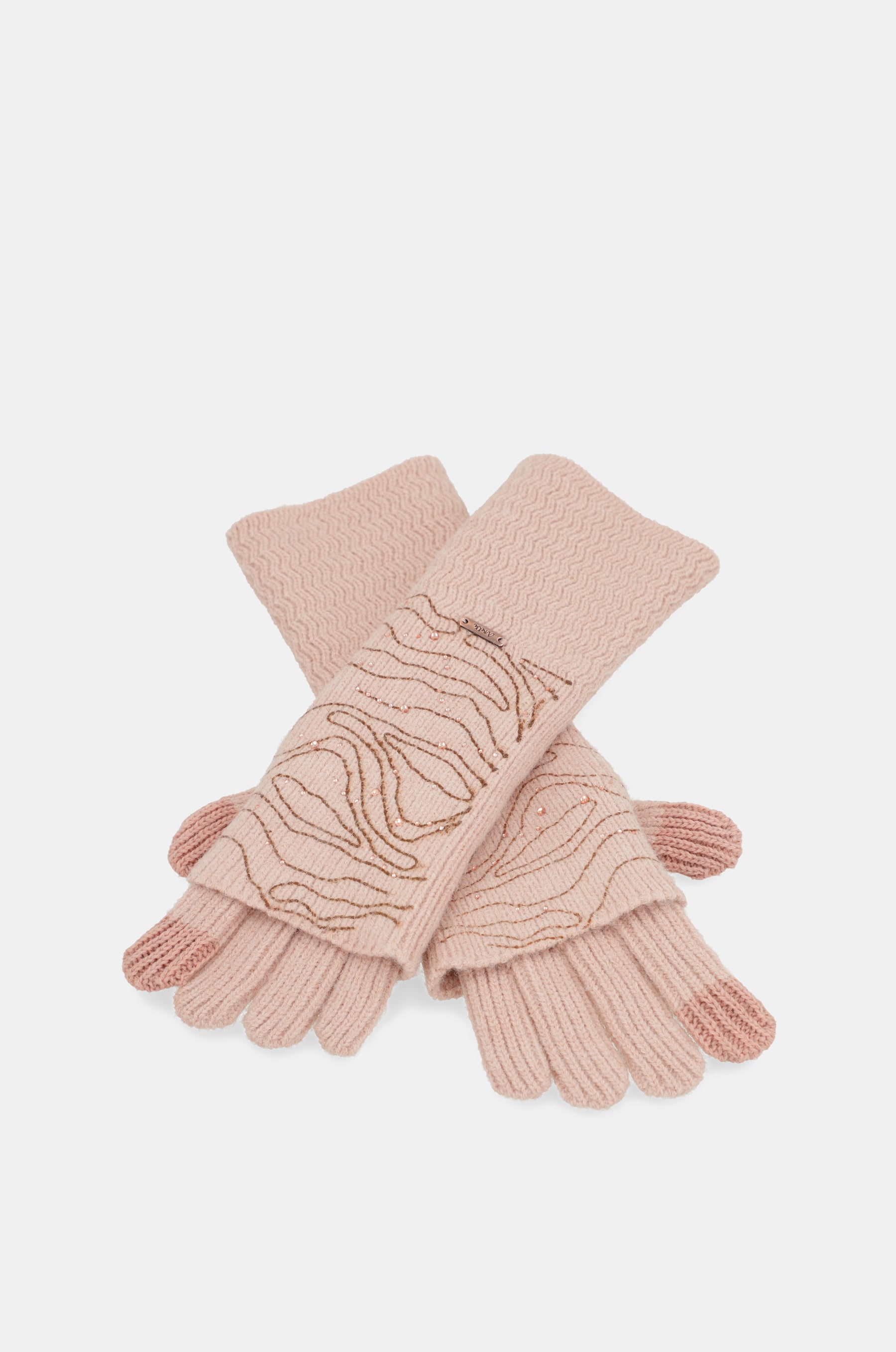 Guanti in maglia beige