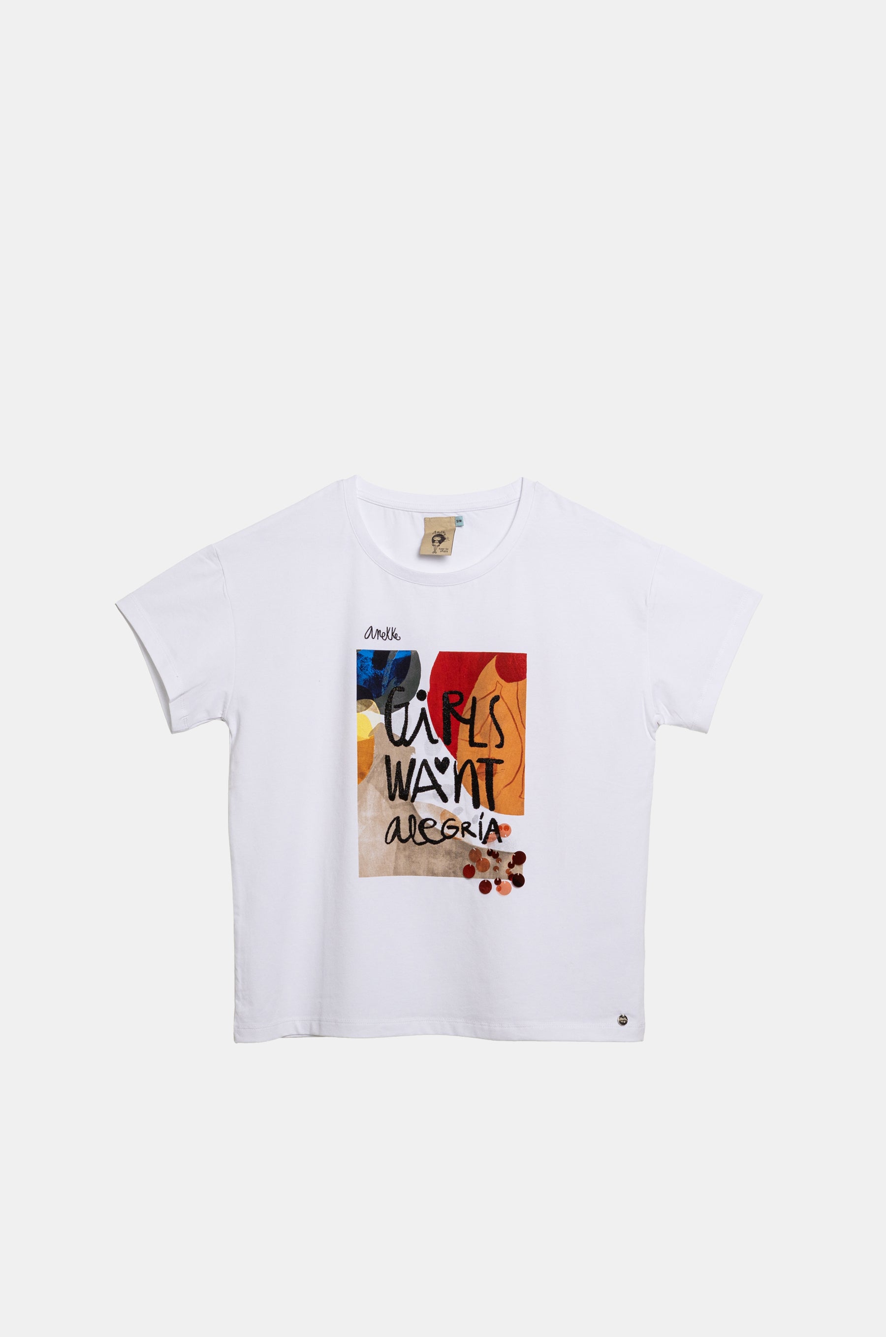 T-shirt bianca a maniche corte Alma
