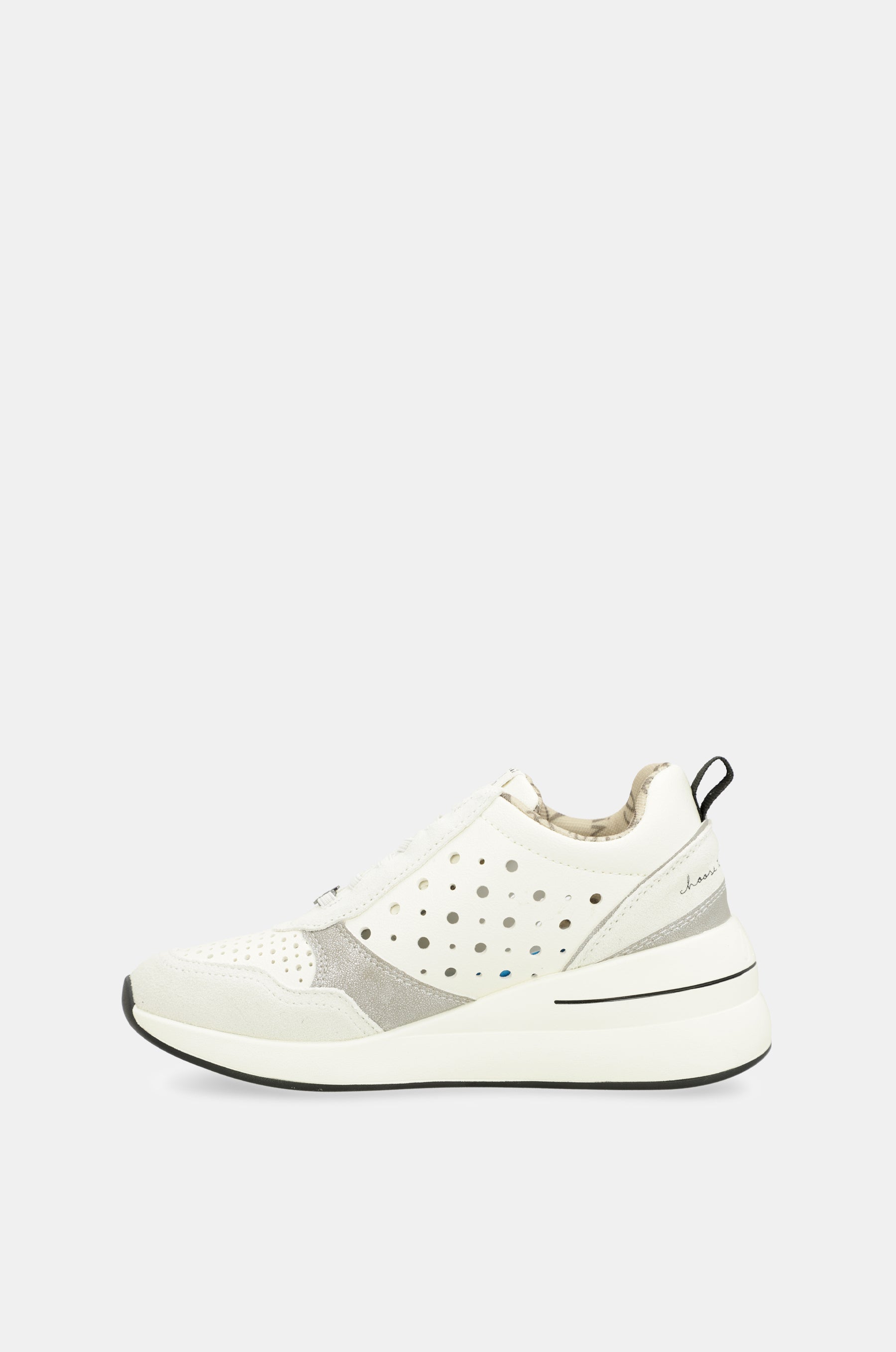 Sneakers bianche a forma di cuneo con pois