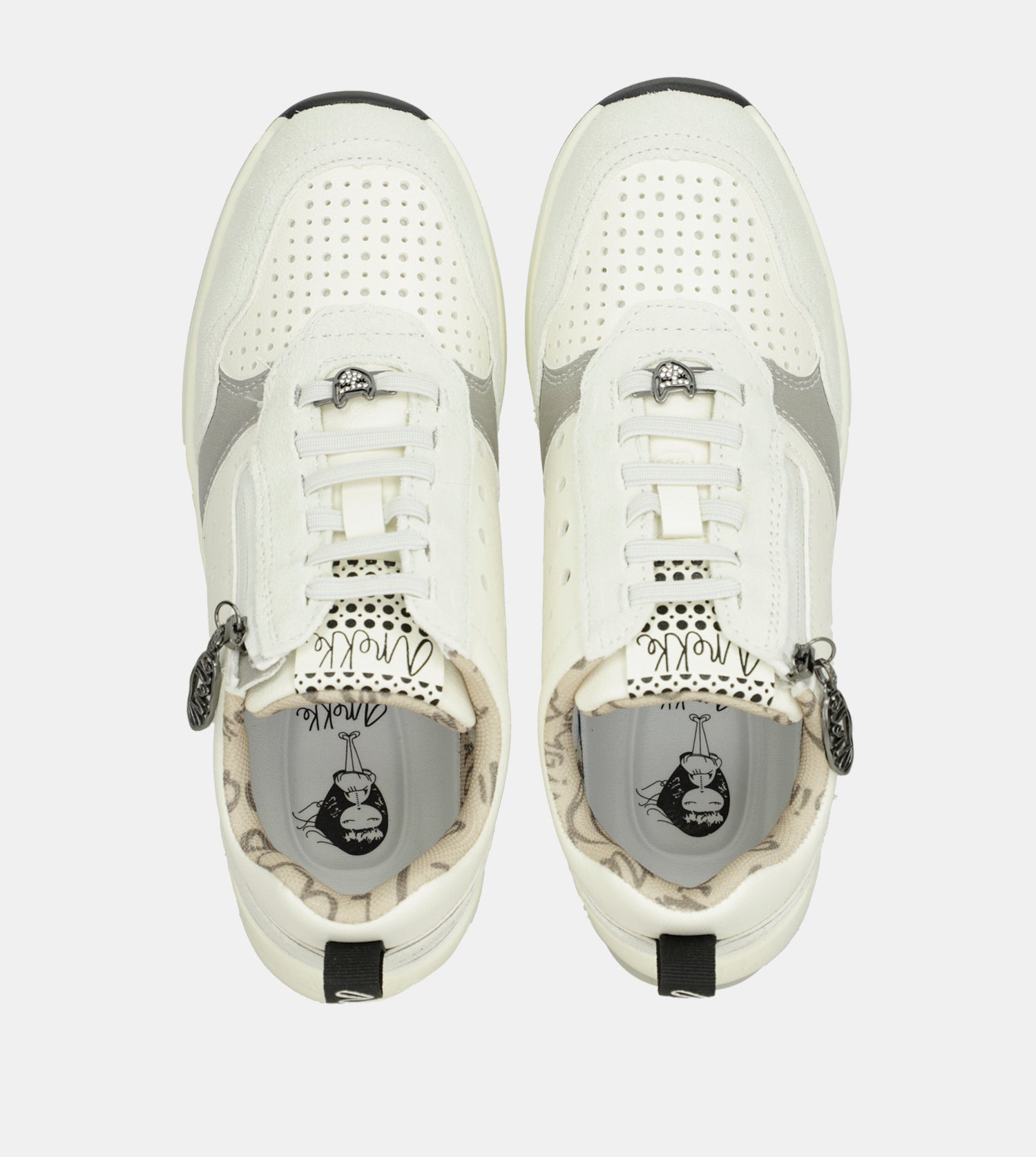 Sneakers bianche a forma di cuneo con pois
