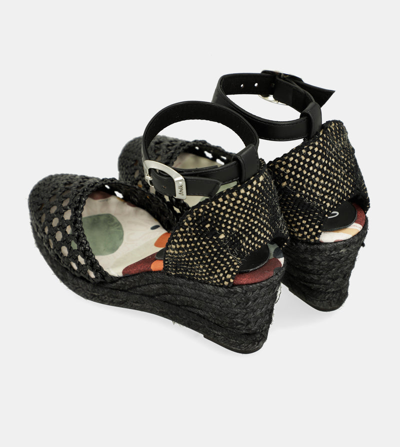 Sandali con zeppa neri Alma
