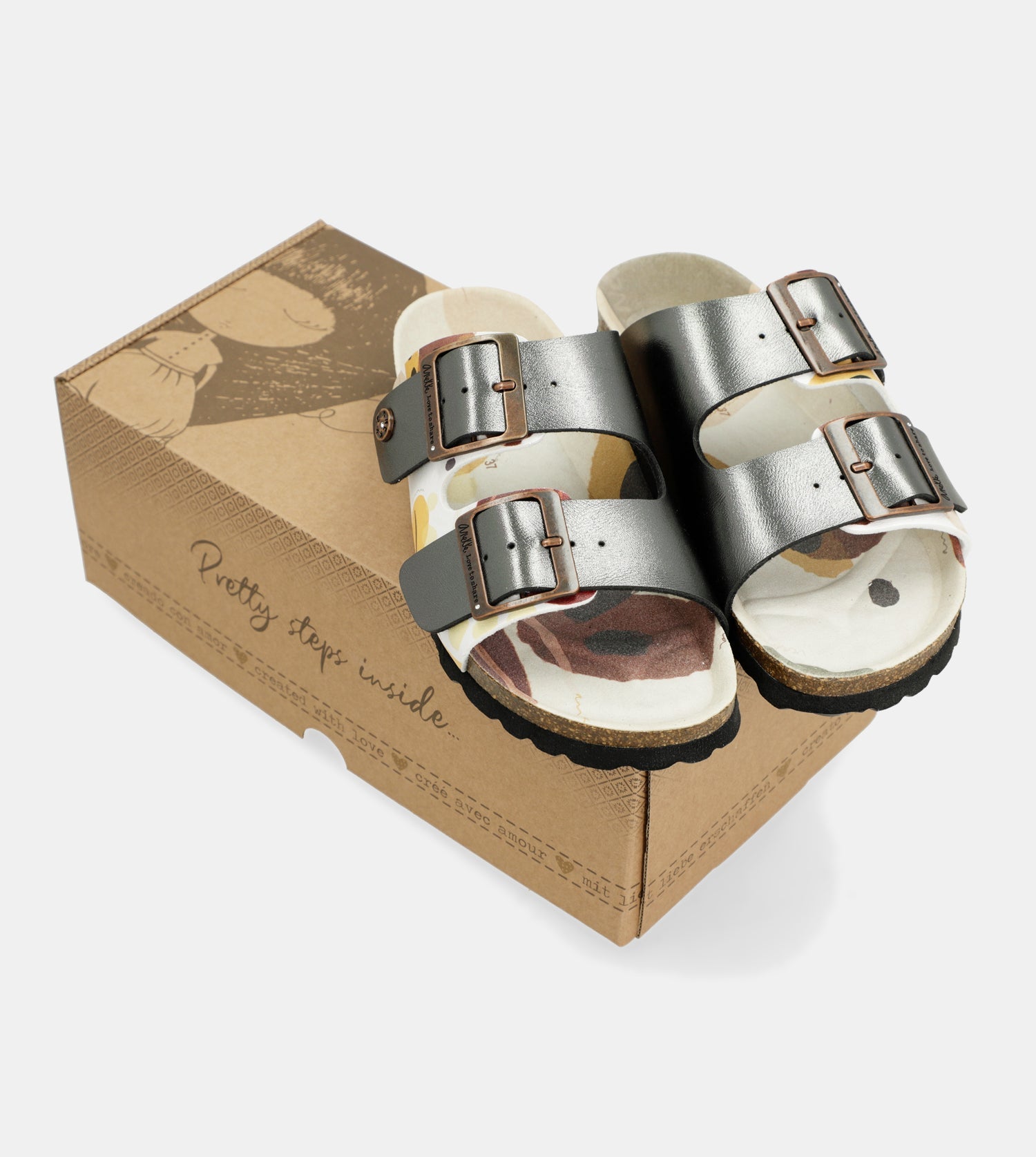 Sandali bio multicolore neri