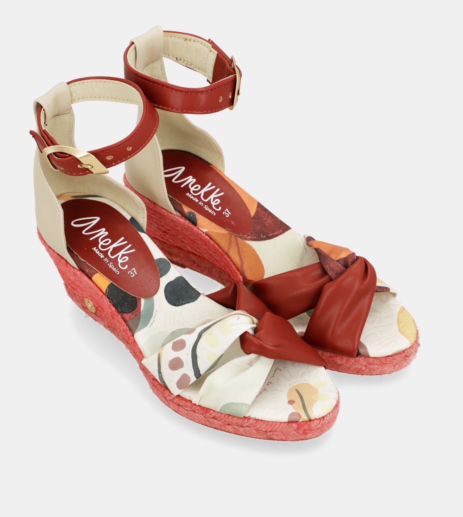 Sandali con zeppa in juta rossi Alma