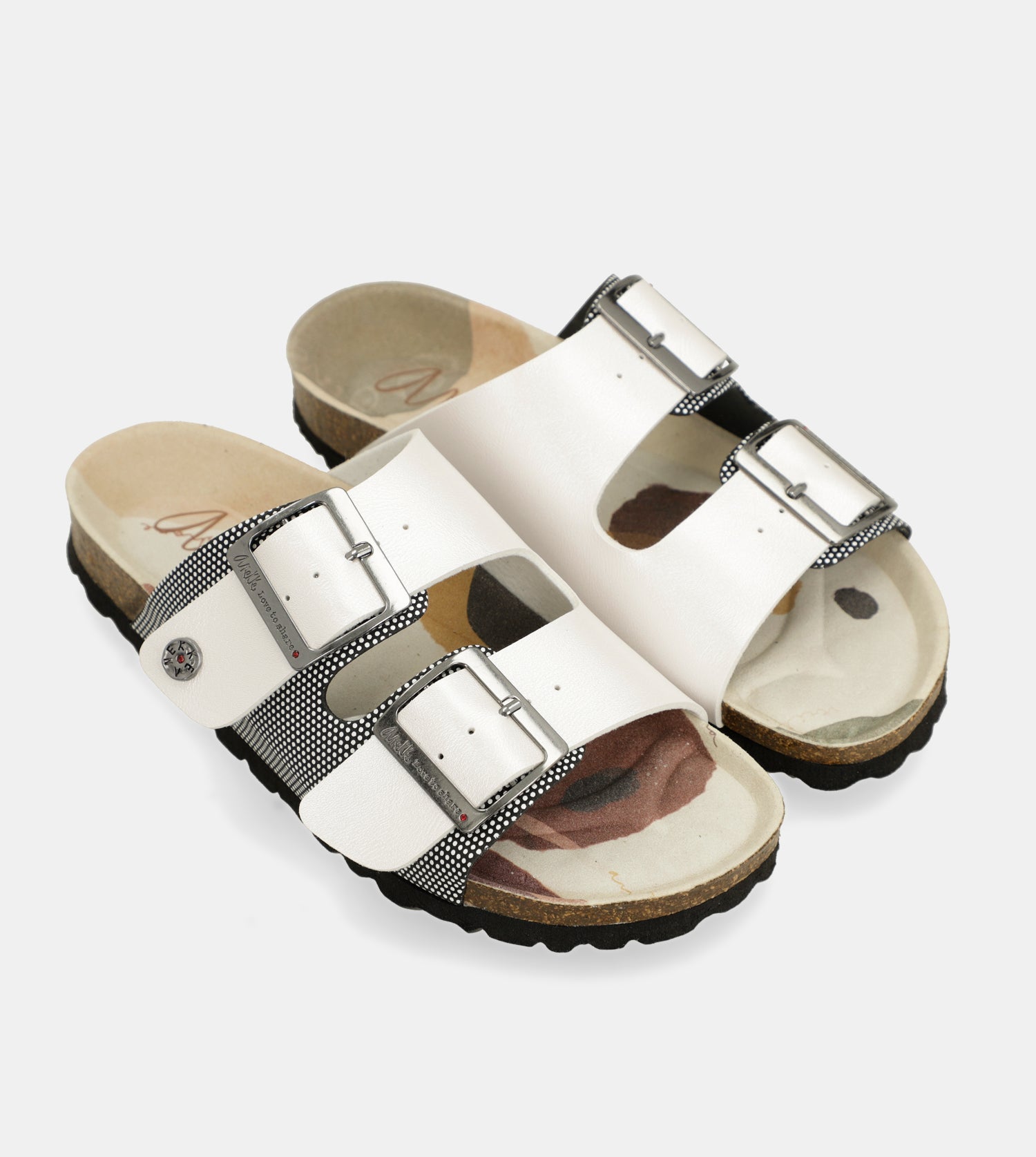 Sandali bio bianchi a pois