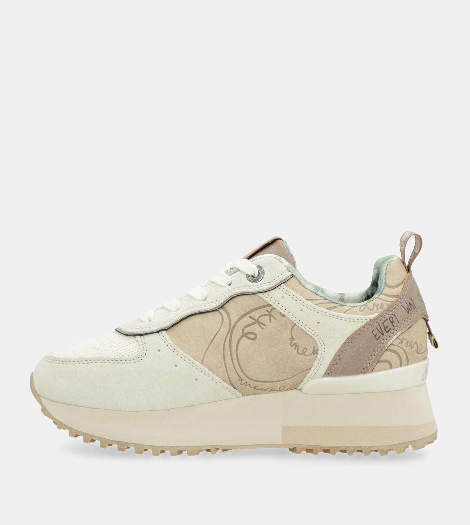 Sneakers piattaforma beige