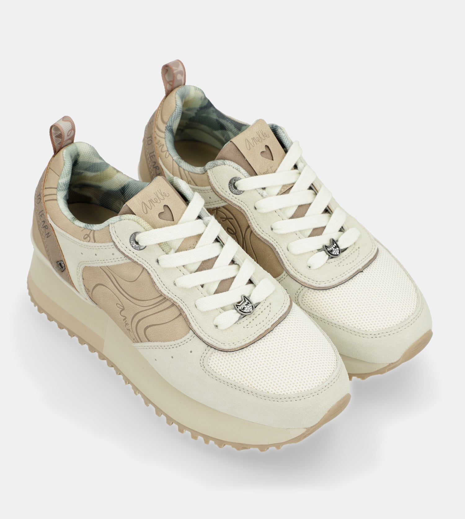 Sneakers piattaforma beige