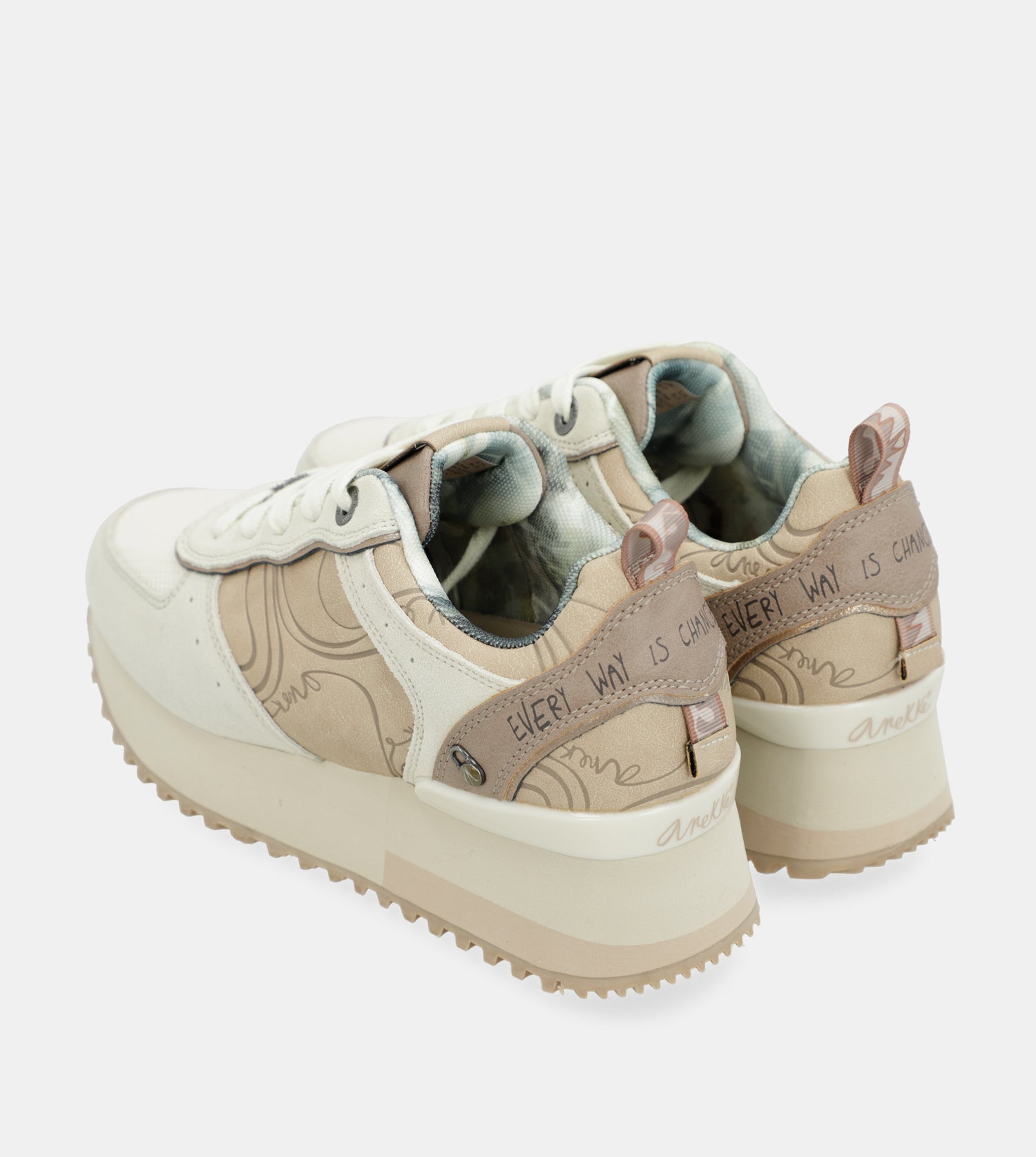 Sneakers piattaforma beige