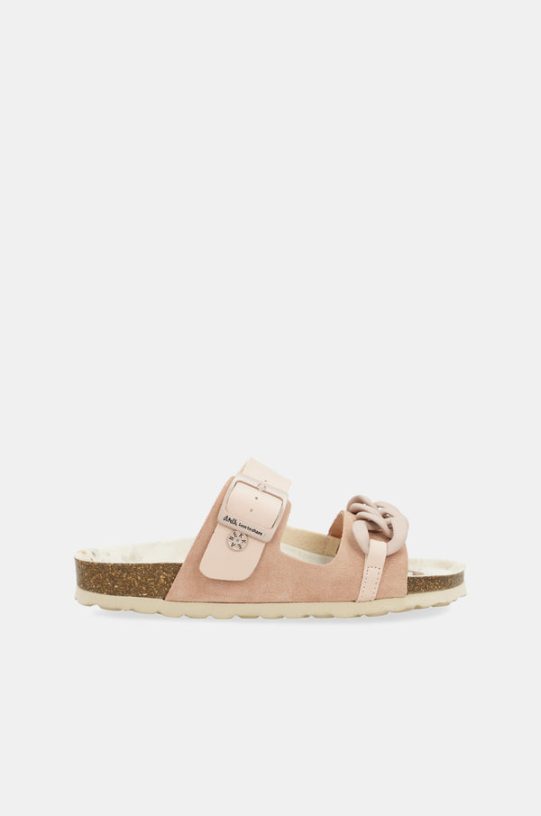 Sandali bio rosa con catena