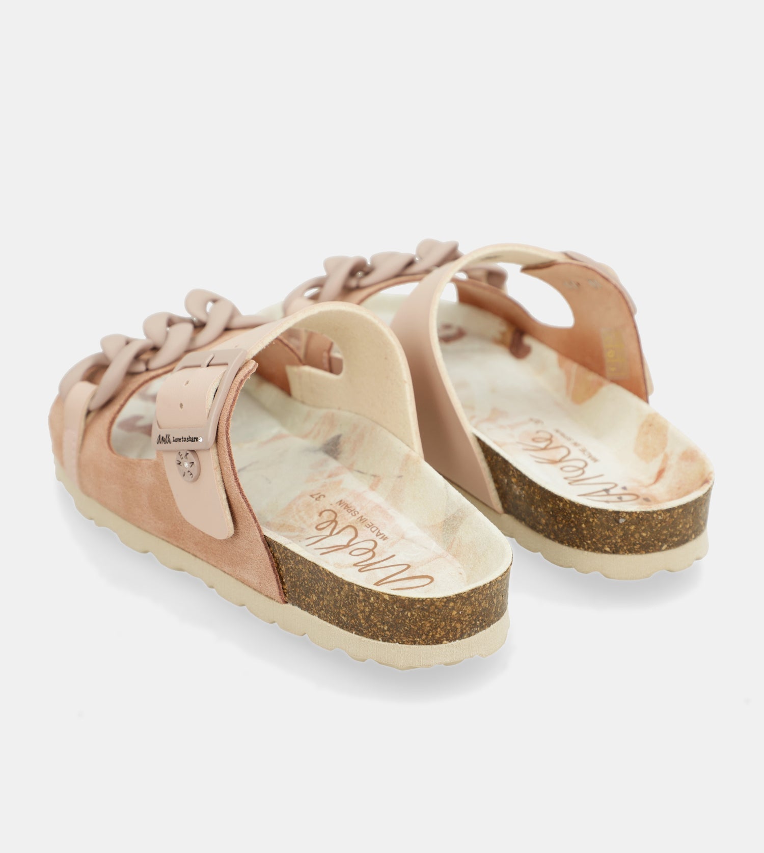 Sandali bio rosa con catena