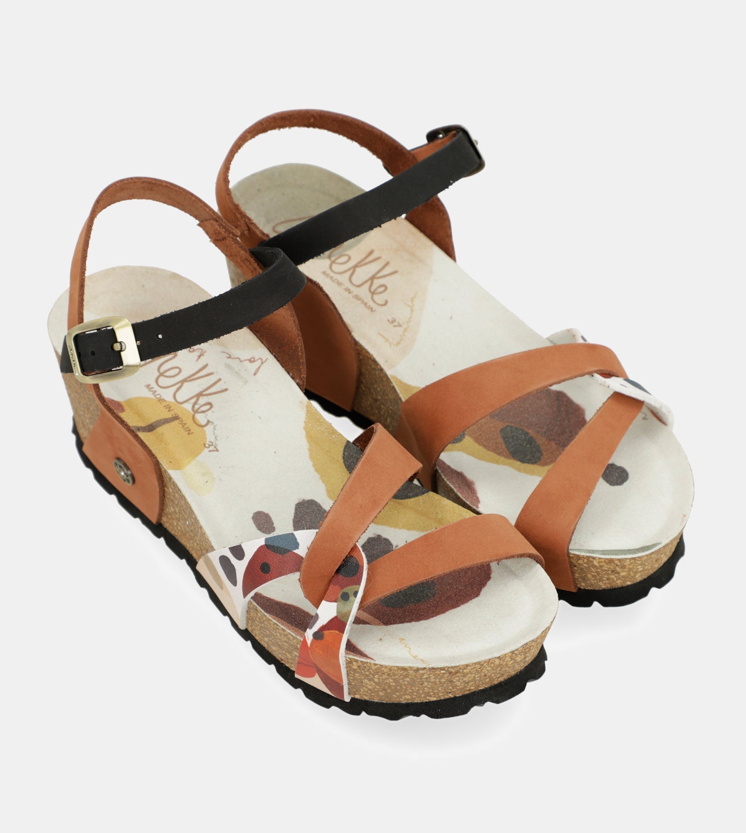 Sandali con zeppa bio con cinturini in pelle