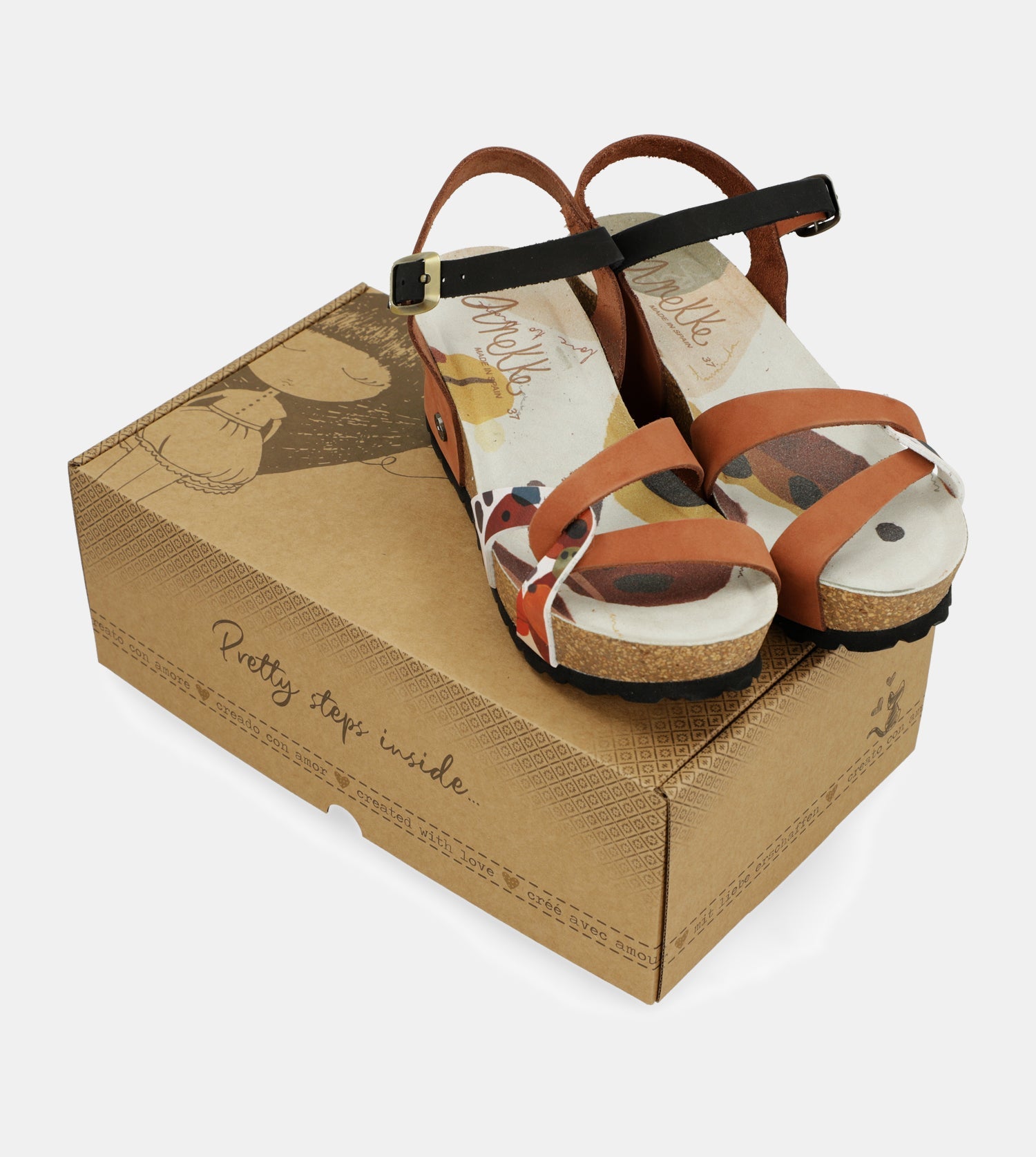 Sandali con zeppa bio con cinturini in pelle