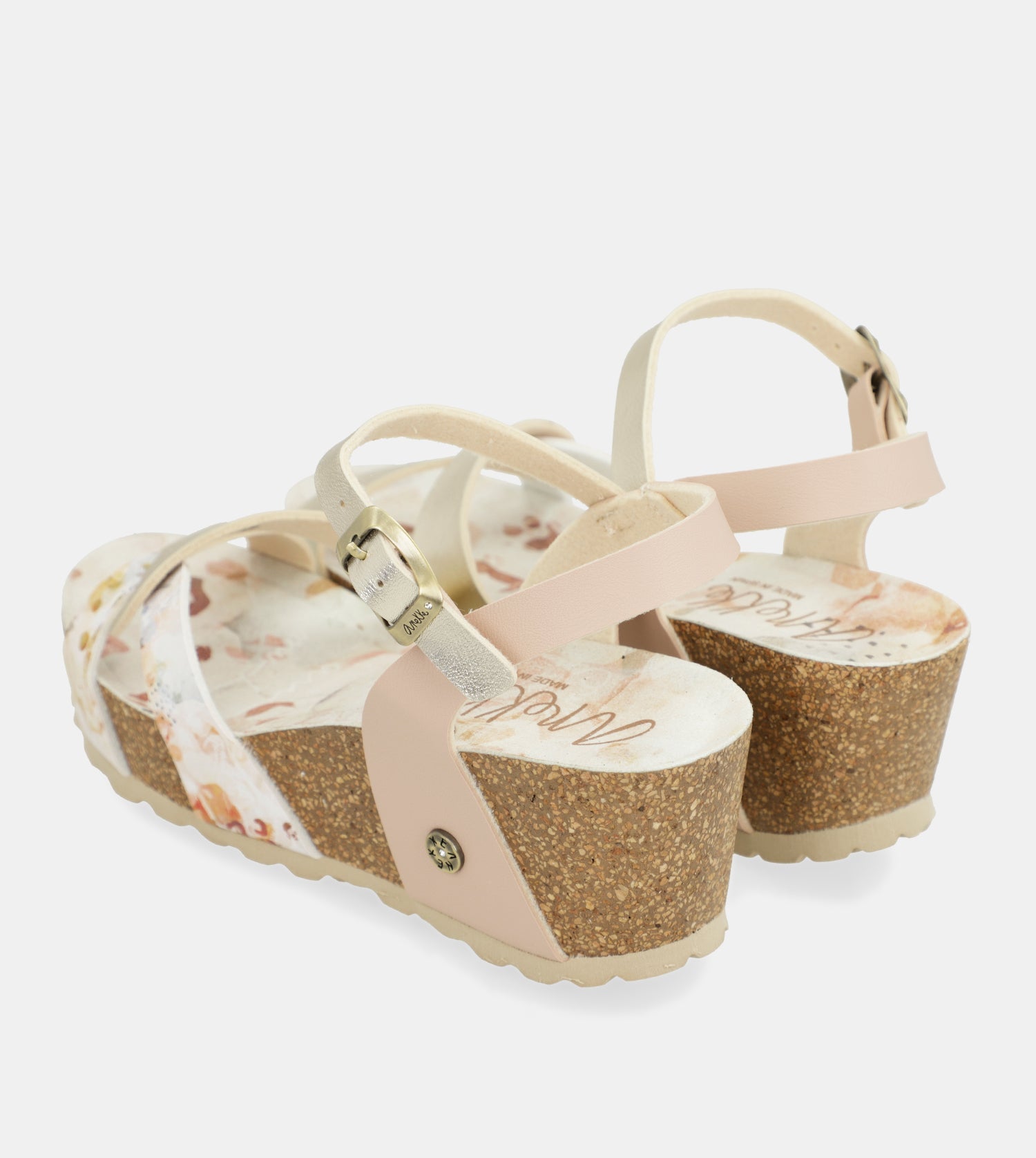 Sandali con zeppa bio con cinturini bianchi
