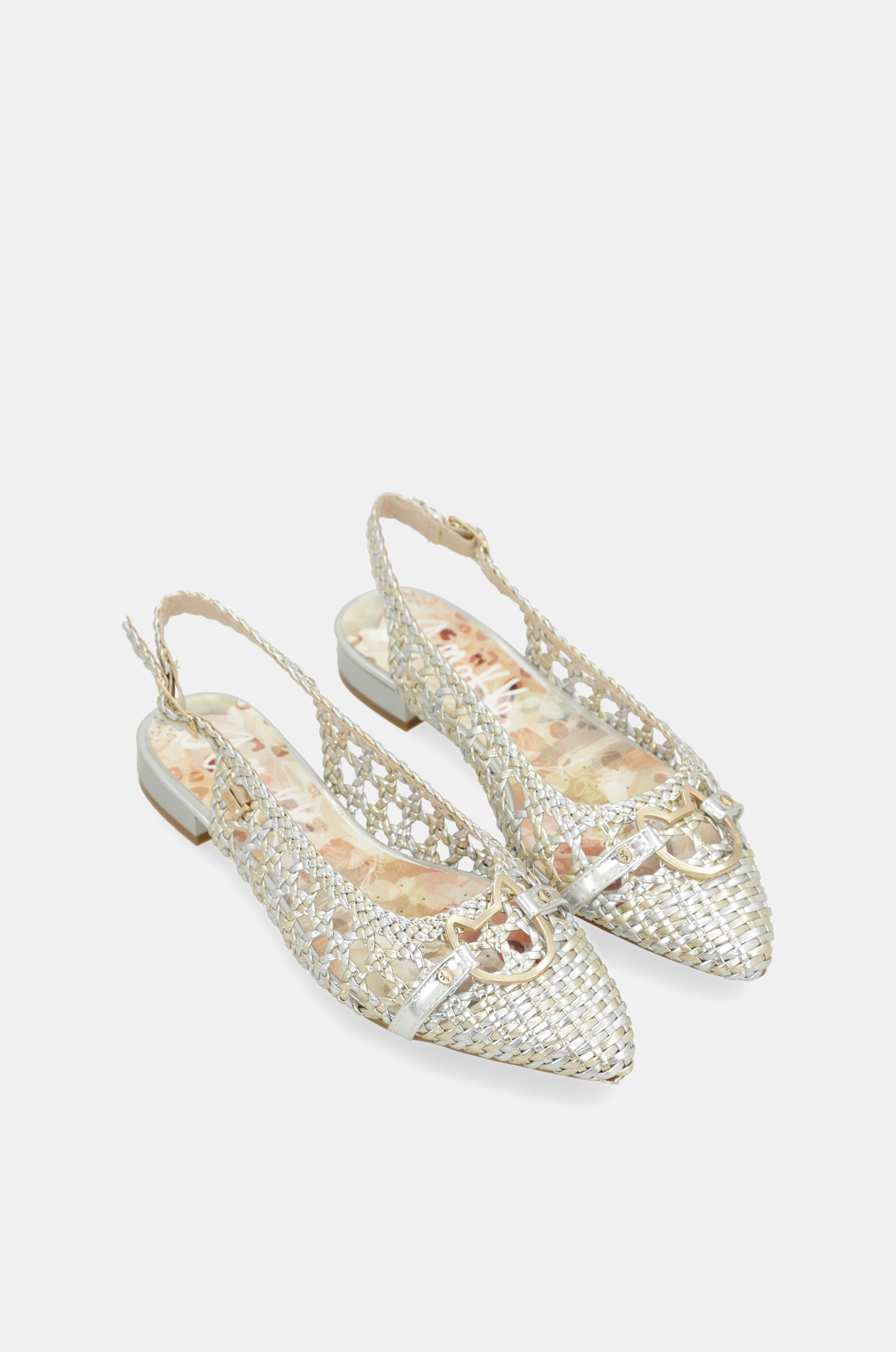 Ballerine slingback oro e argento
