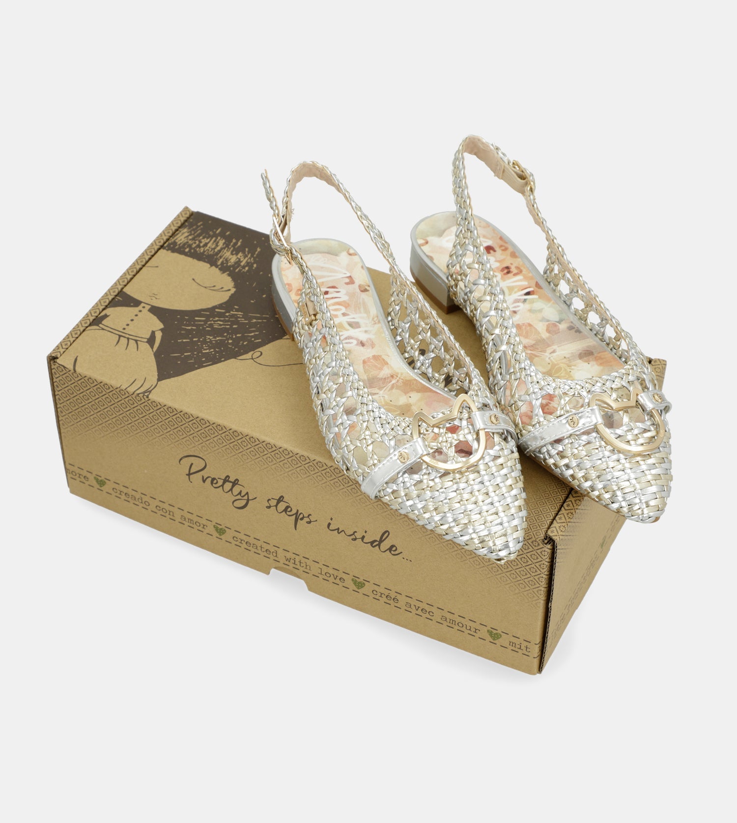 Ballerine slingback oro e argento