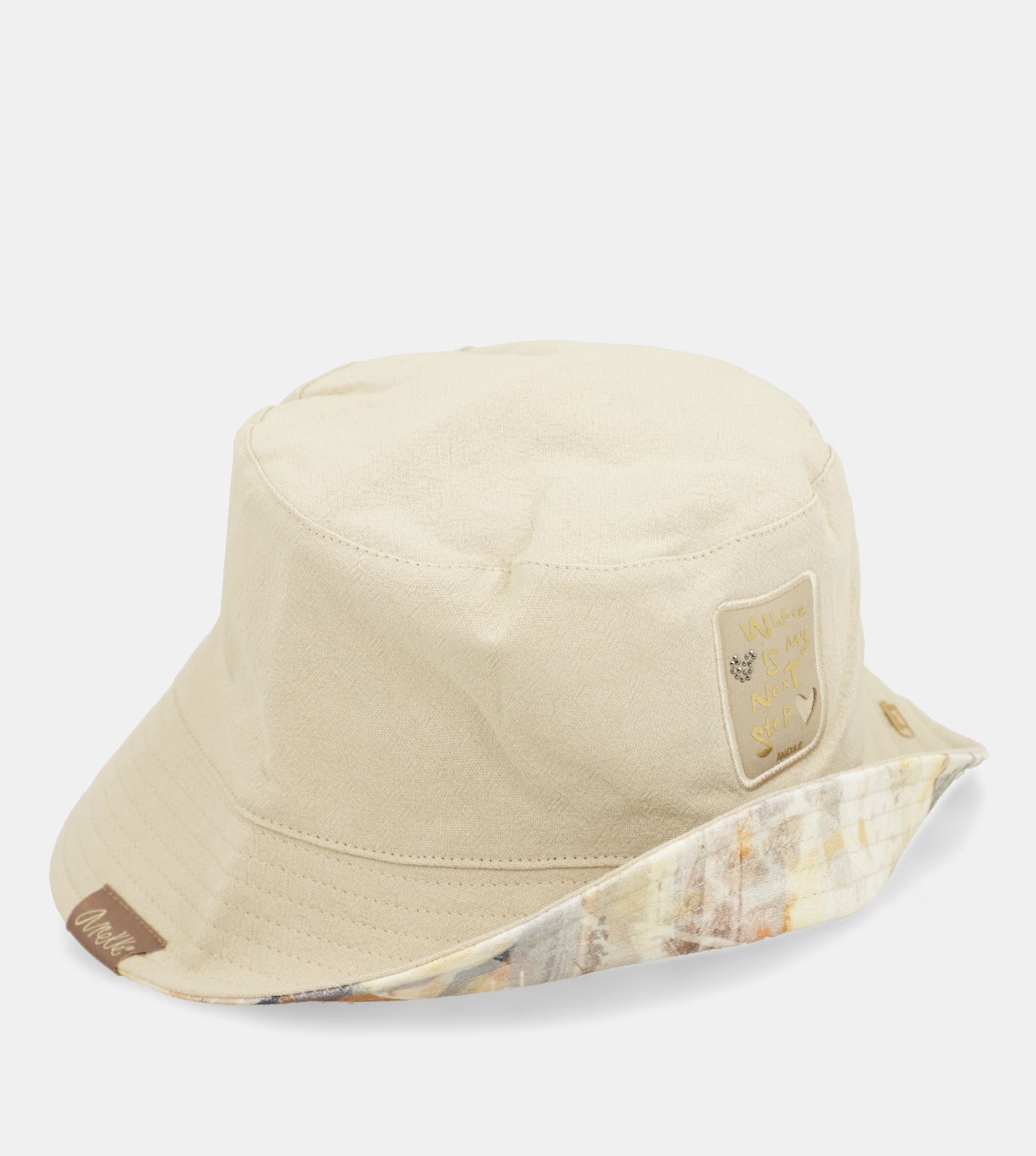 Cappello a secchiello reversibile beige