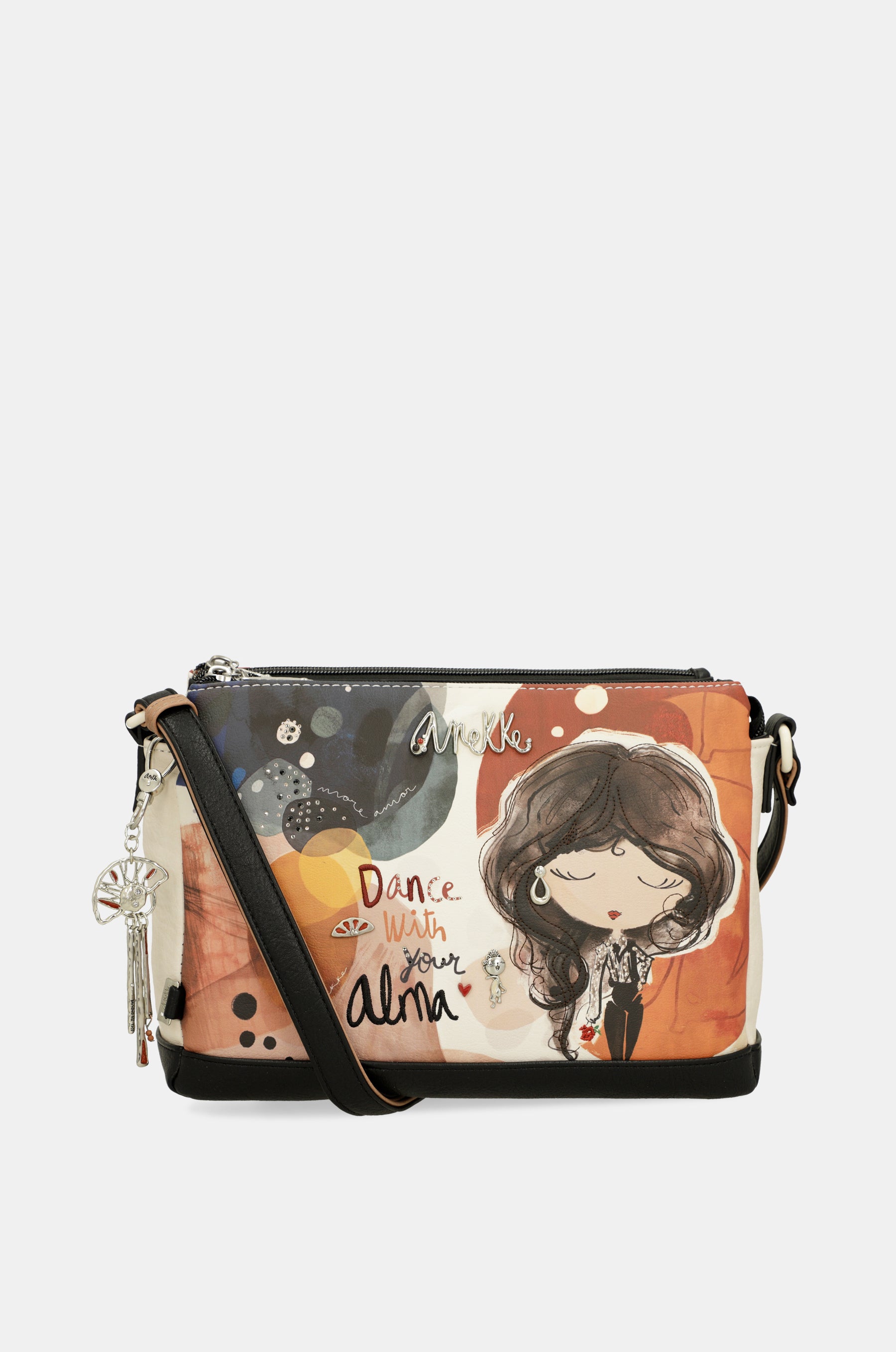 Borsa a tracolla stampata Alma 3 scomparti