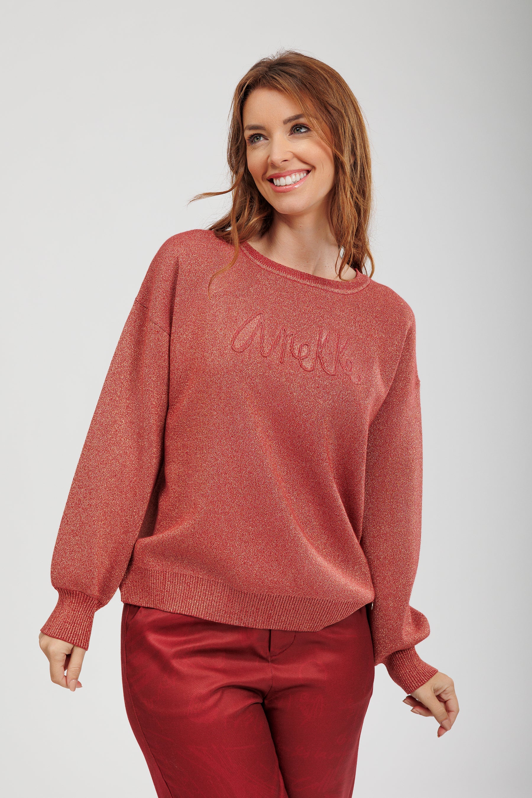 Maglione rosso metallizzato