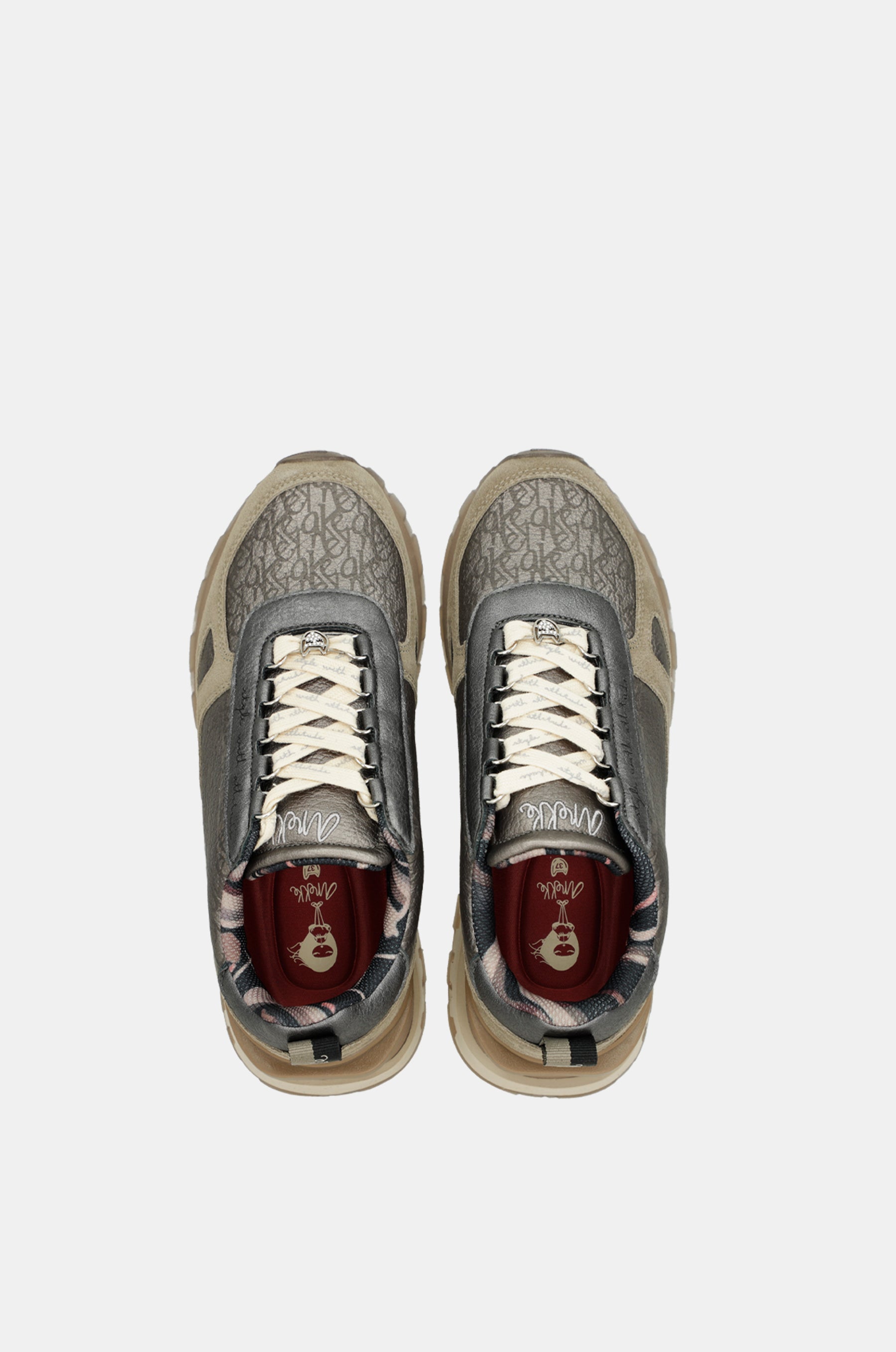 Scarpe sportive beige metallico