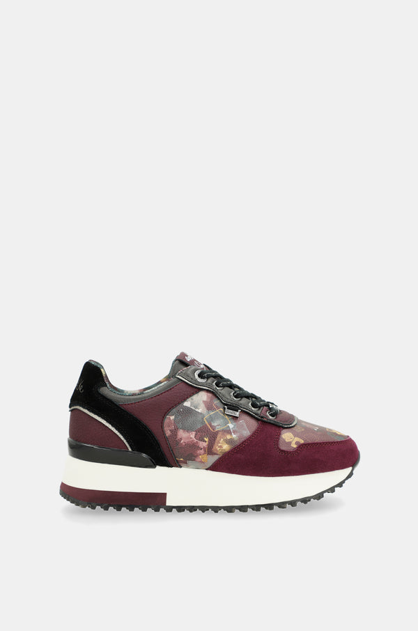 Scarpe sportive piattaforma bordeaux fantasia