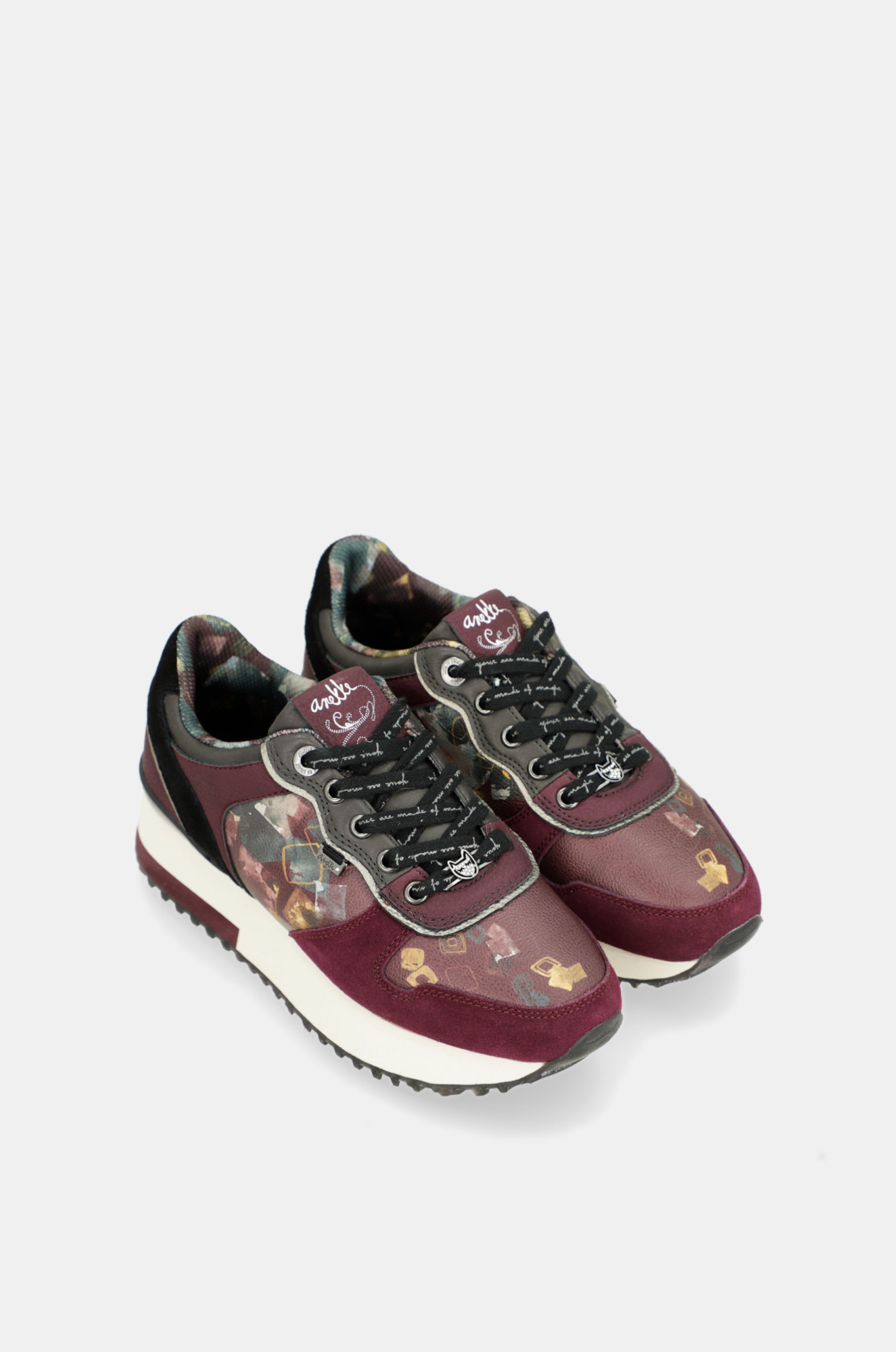 Scarpe sportive piattaforma bordeaux fantasia