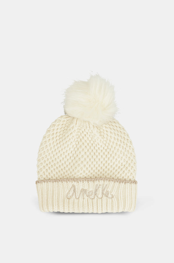 Cappello in maglia beige