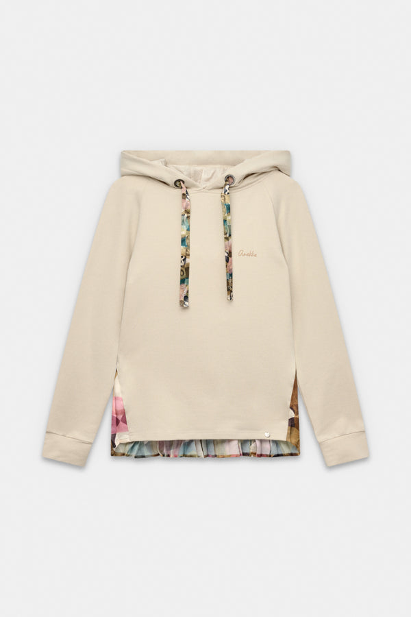 Felpa con cappuccio plissettato