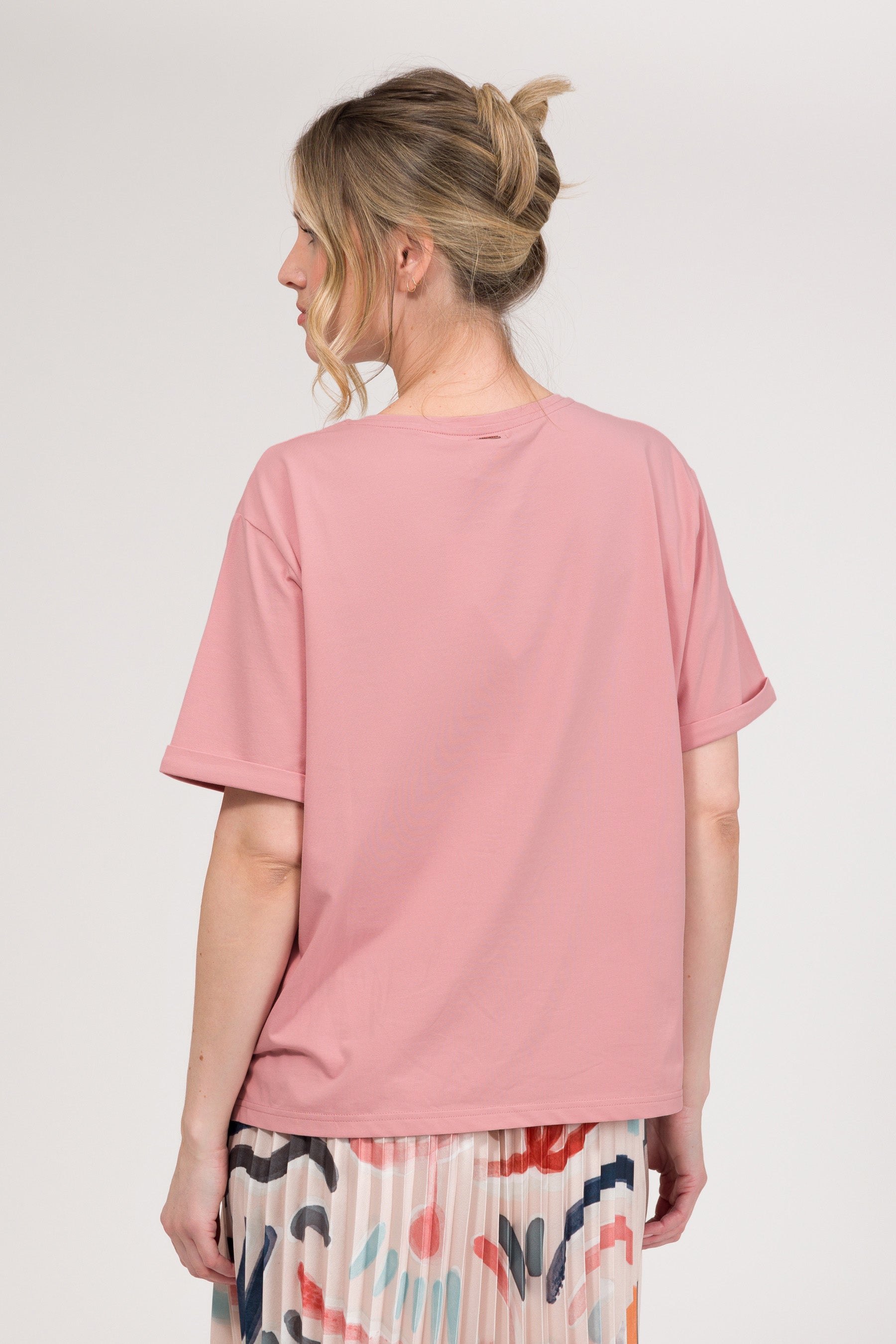 Maglietta a maniche corte rosa con logo