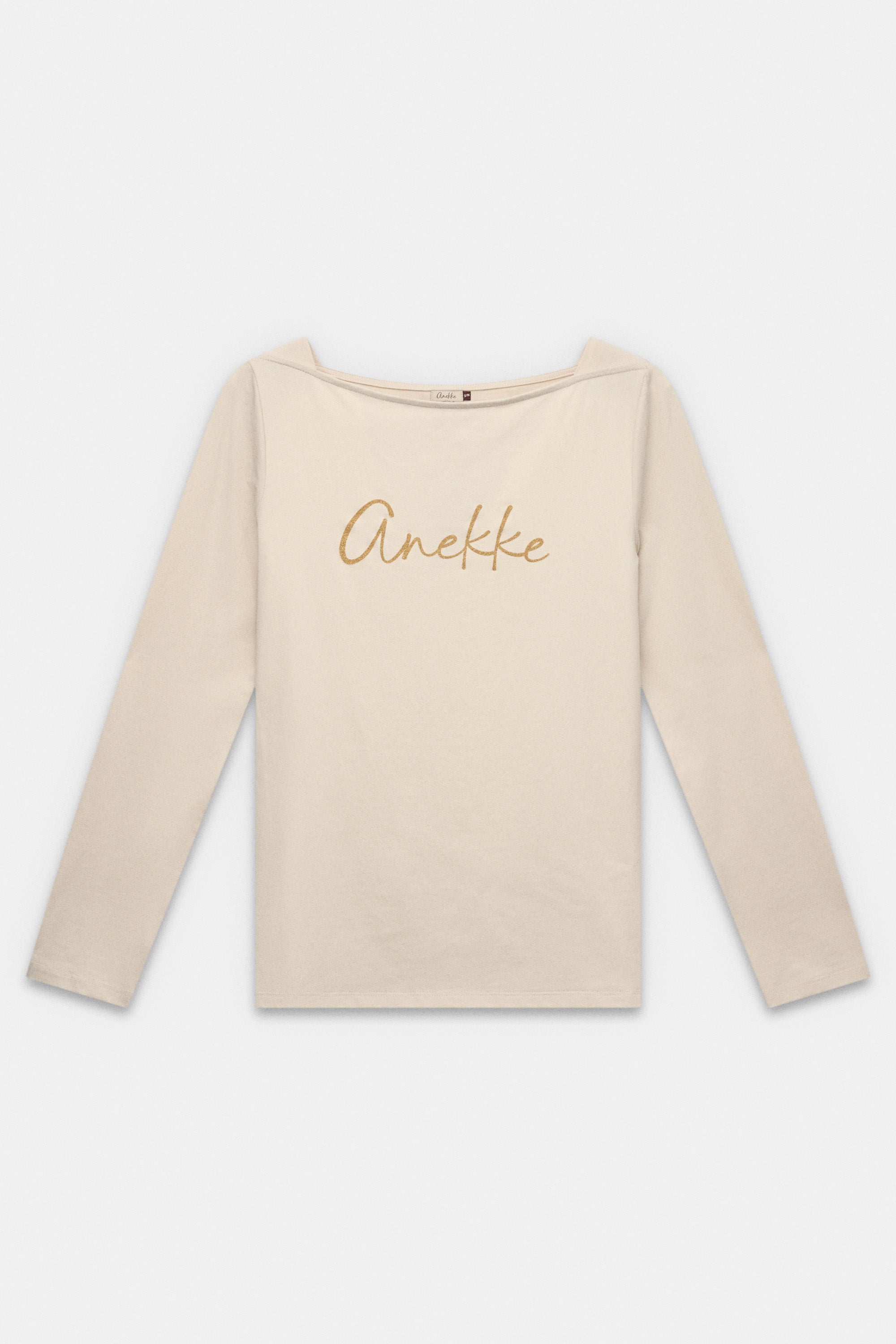 Maglietta a maniche lunghe beige con logo