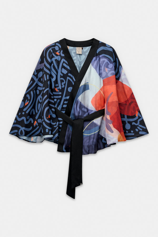 Kimono con stampa fluido