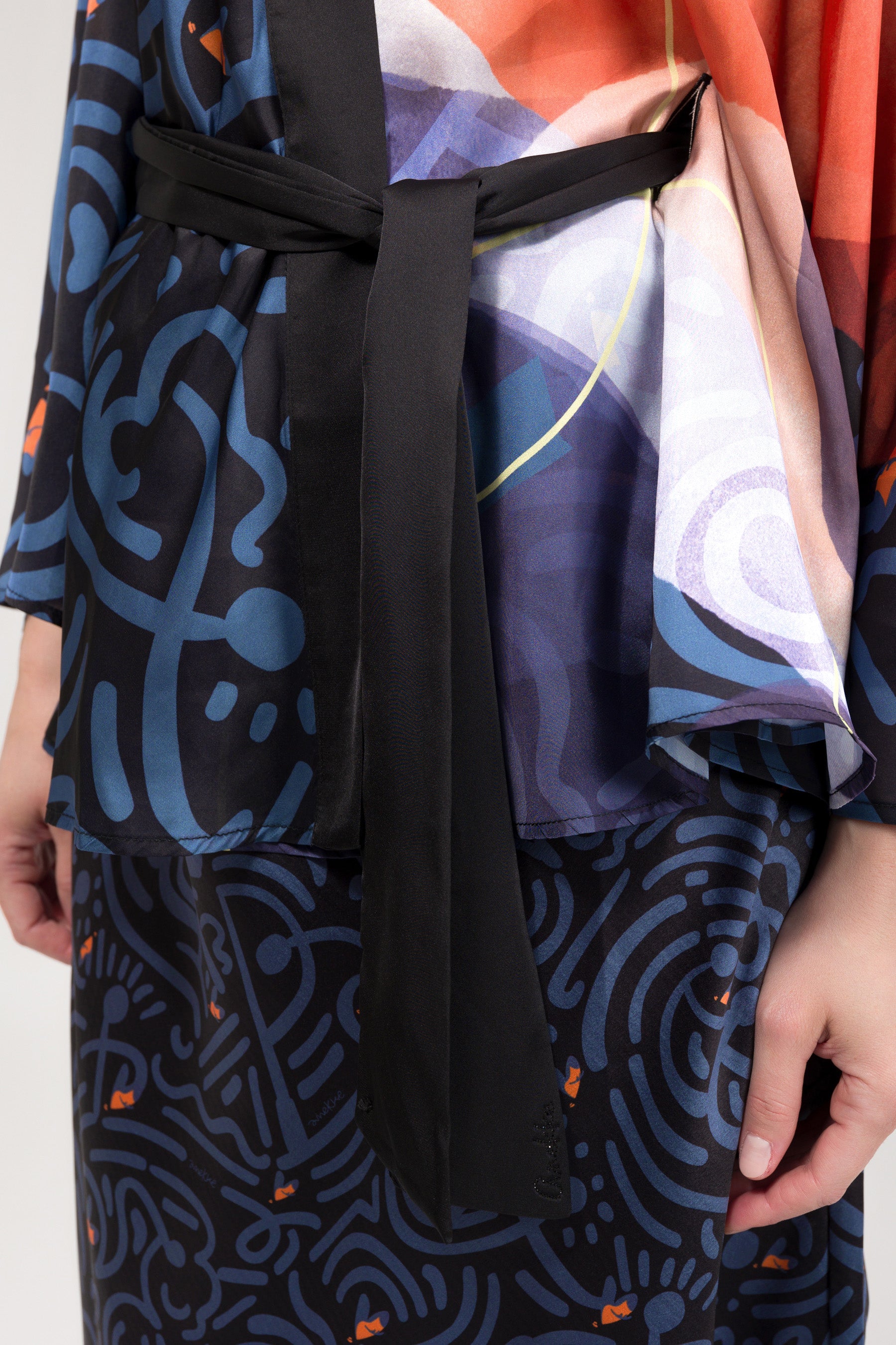 Kimono con stampa fluido