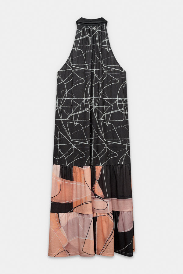 Vestito smanicato con stampa