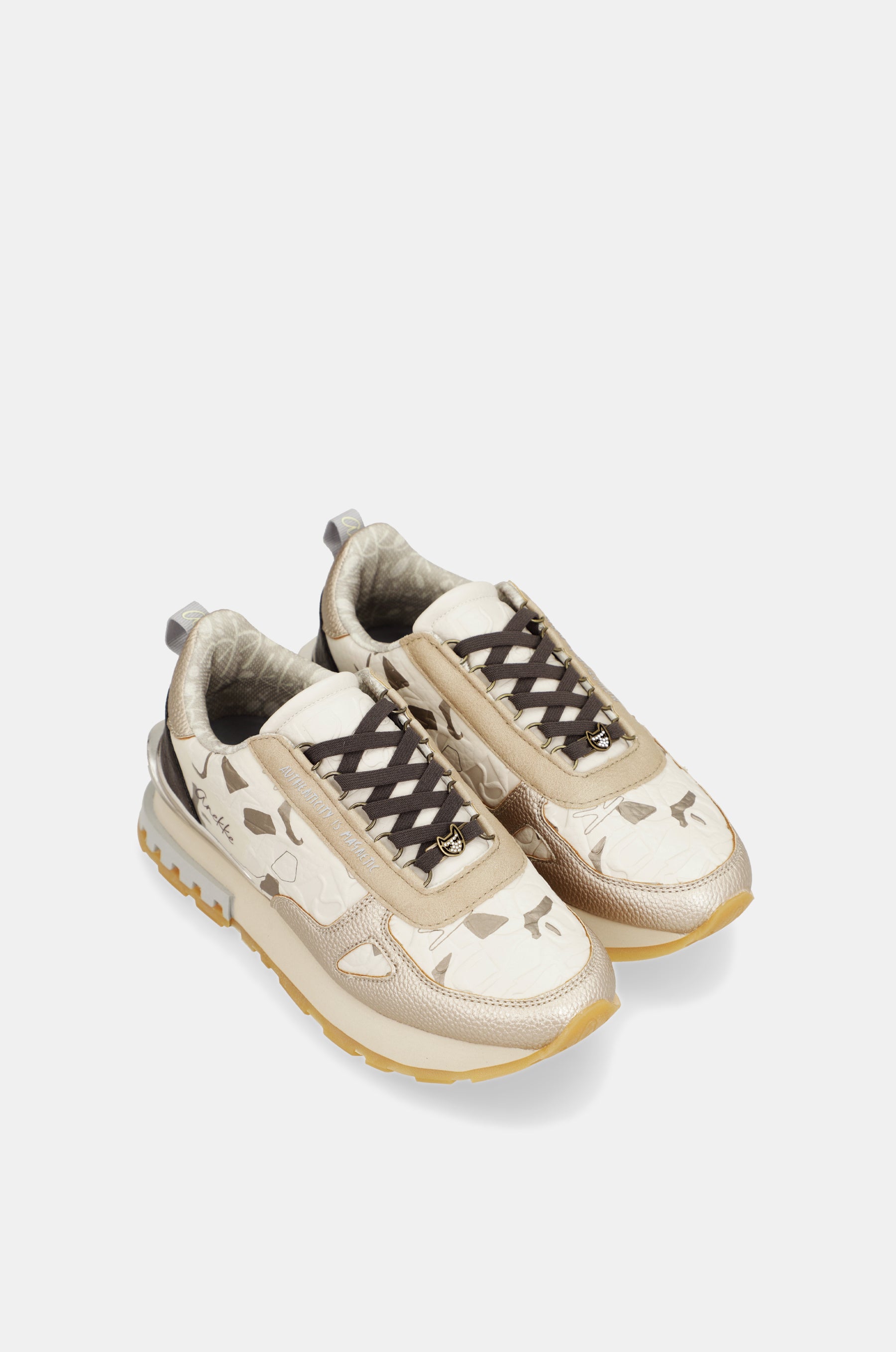 Sneakers beige e dorate