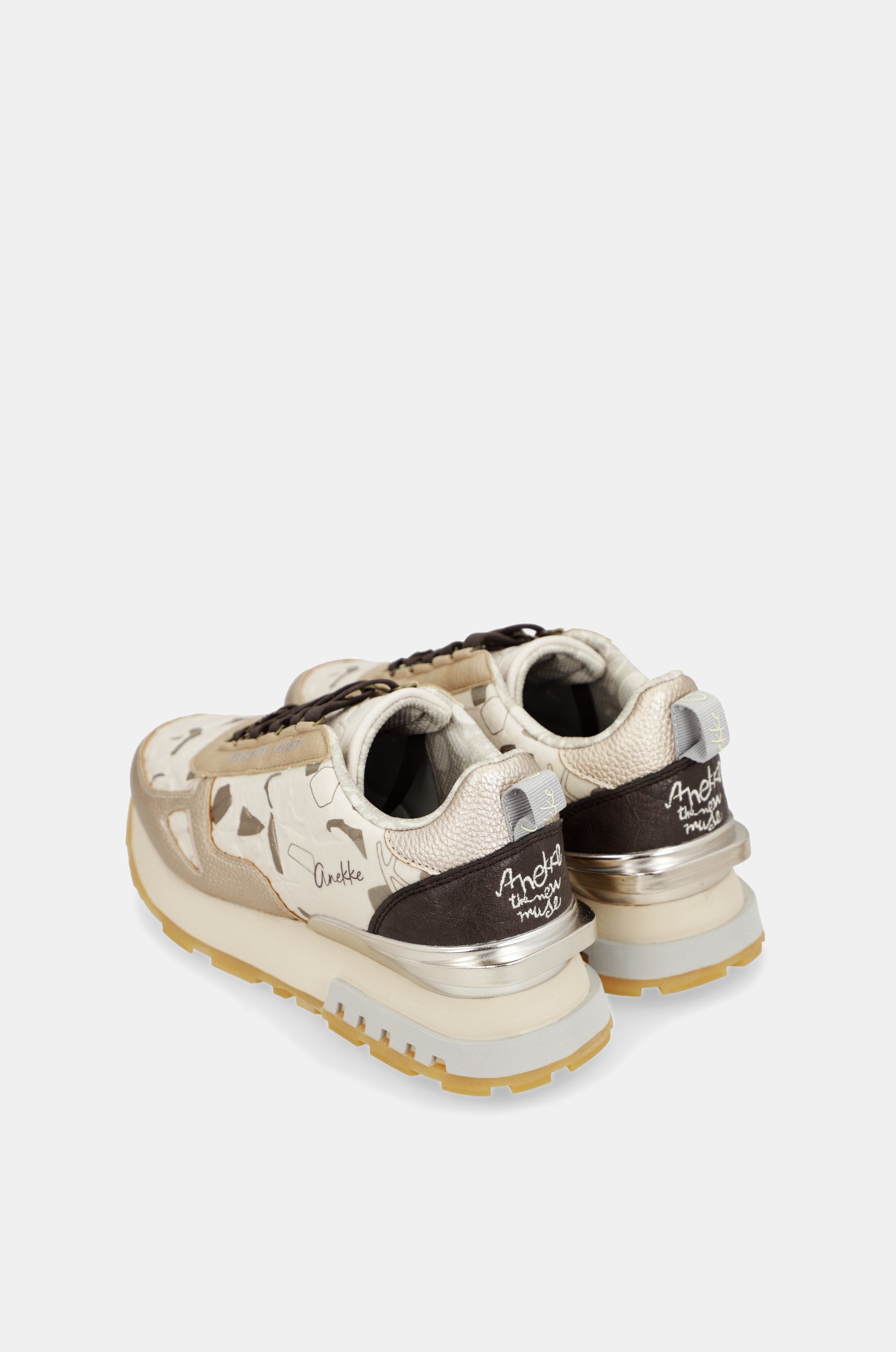 Sneakers beige e dorate