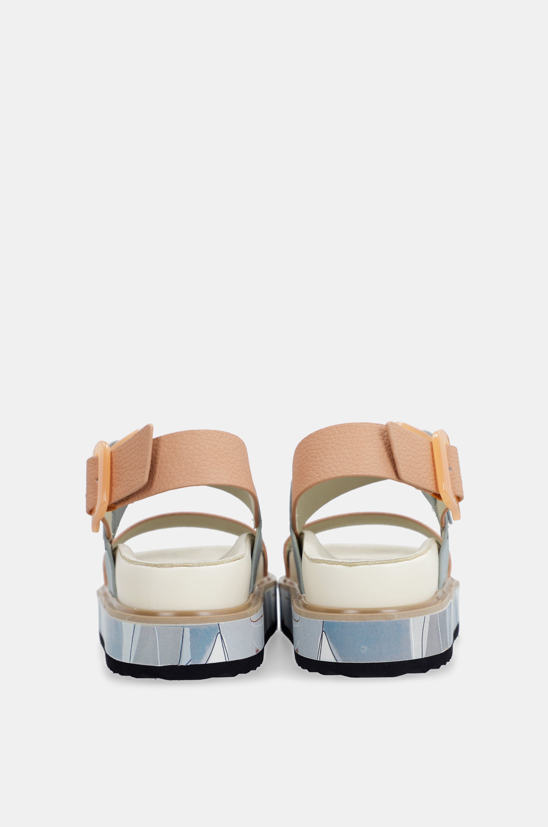 Sandali con platform blu e rosa-aranciato